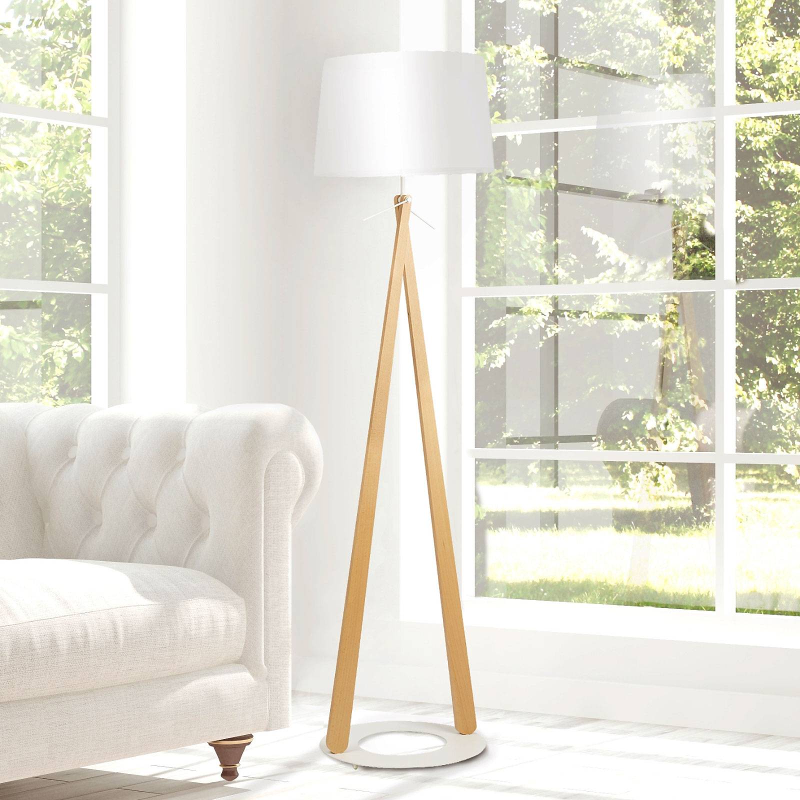 Zazou LS floor lamp, fabric lampshade, white base Zazou LS floor lamp, fabric lampshade, white base