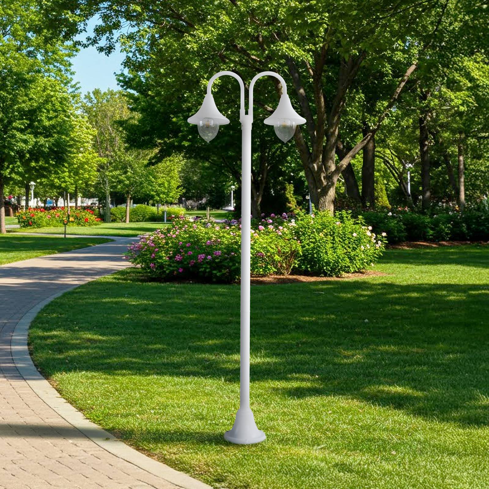 Lampa zewnętrzna Lindby Madea, biała, 2-punktowa, 213 cm, E27, IP44