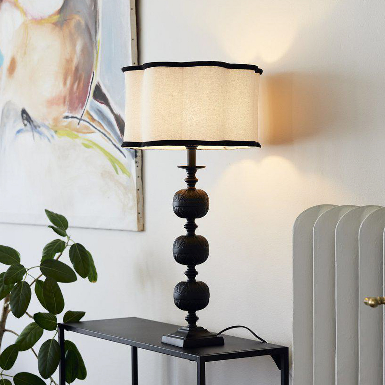 PR Home Lampă de masă Flory negru/natural înălțime 70 cm - Camera de zi / sufragerie - negru natural - Metal