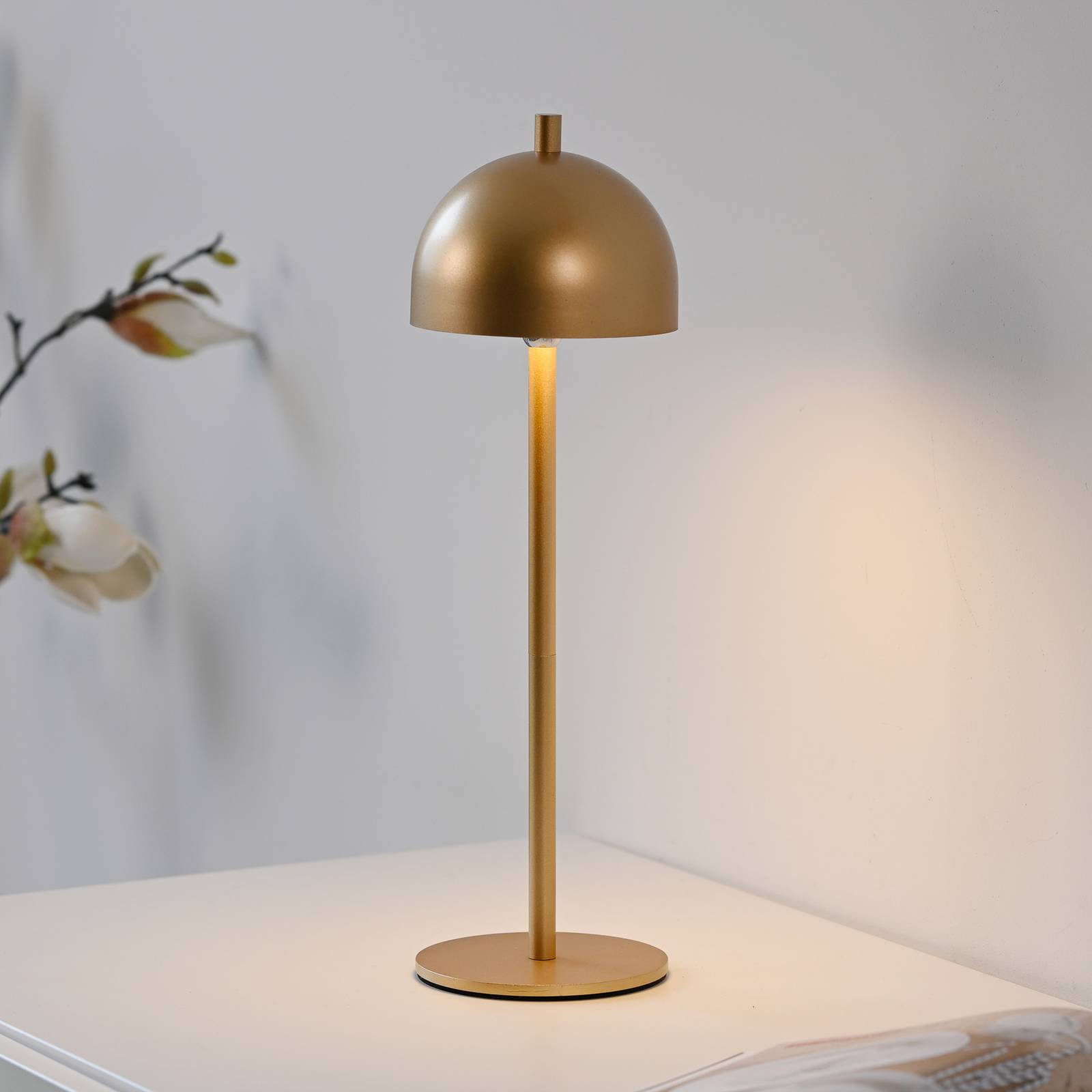 SCHÖNER WOHNEN LED-Akku-Tischlampe Bellies, goldfarben, IP54 günstig online kaufen