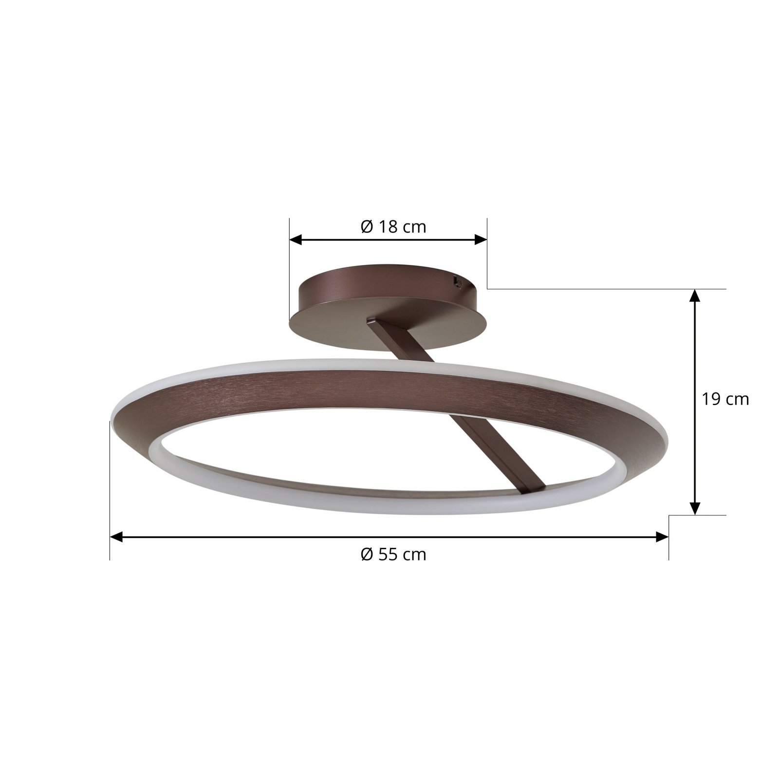 Lucande LED-Deckenleuchte Eldra, kaffeebraun, Ø 55 cm, CCT