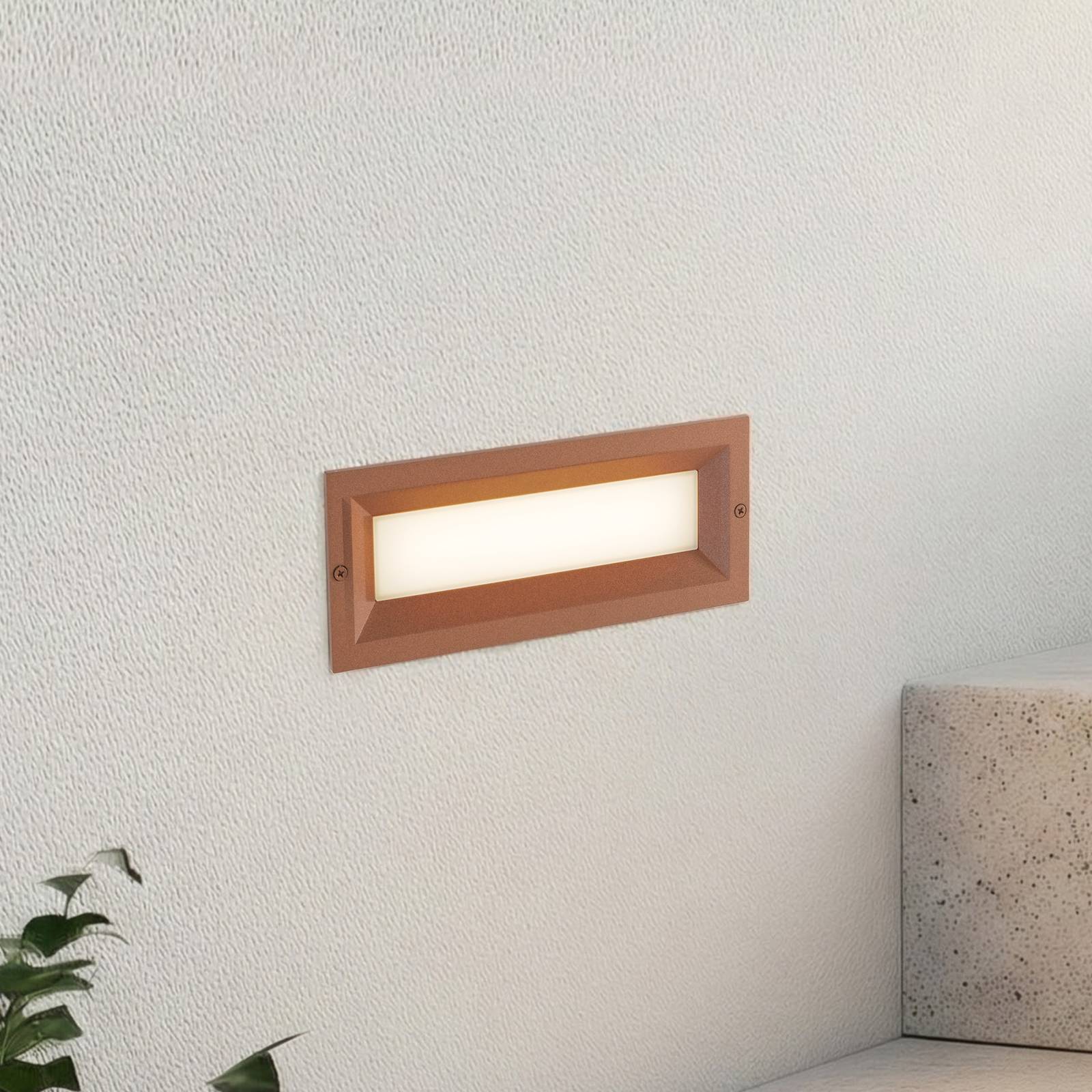 Lucande LED-Wandeinbauleuchte Lachlain, rost, 25 cm, IP65 günstig online kaufen