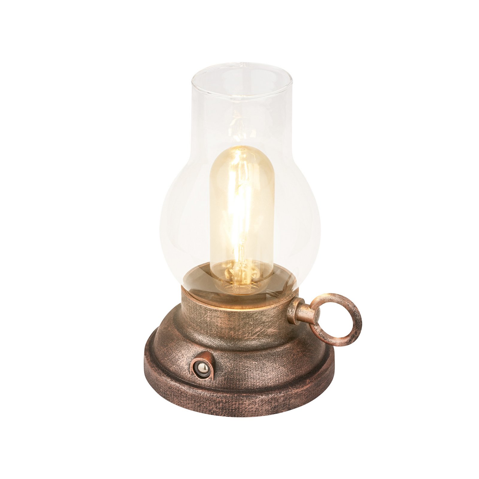 LED tafellamp op accu Brilo unplugged Kanea bronskleurig 18 cm