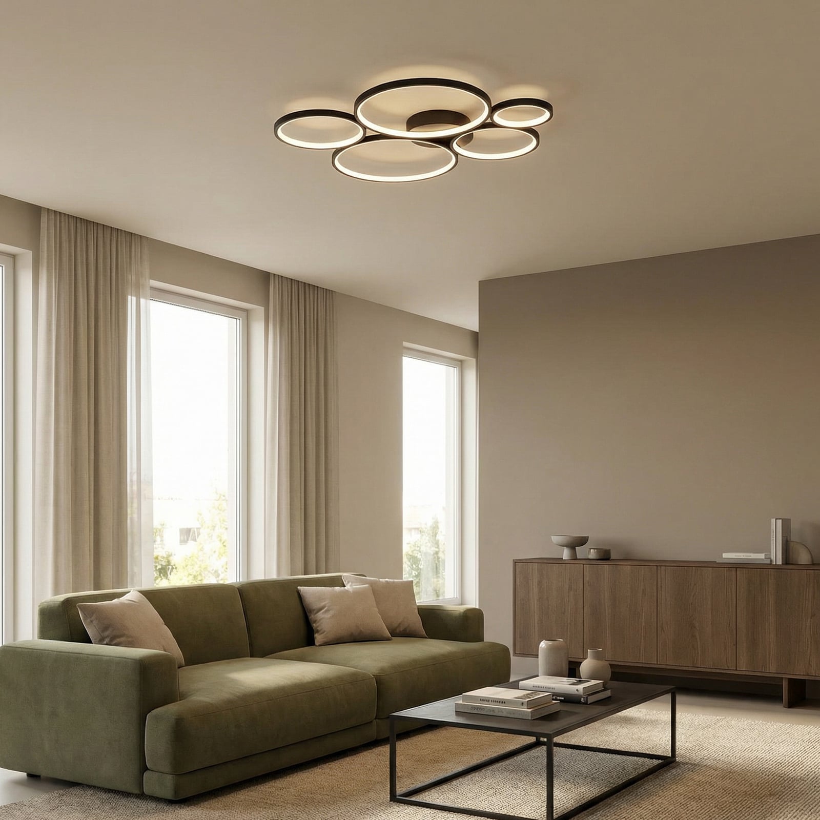 LED-Deckenlampe Rondo, schwarz matt
