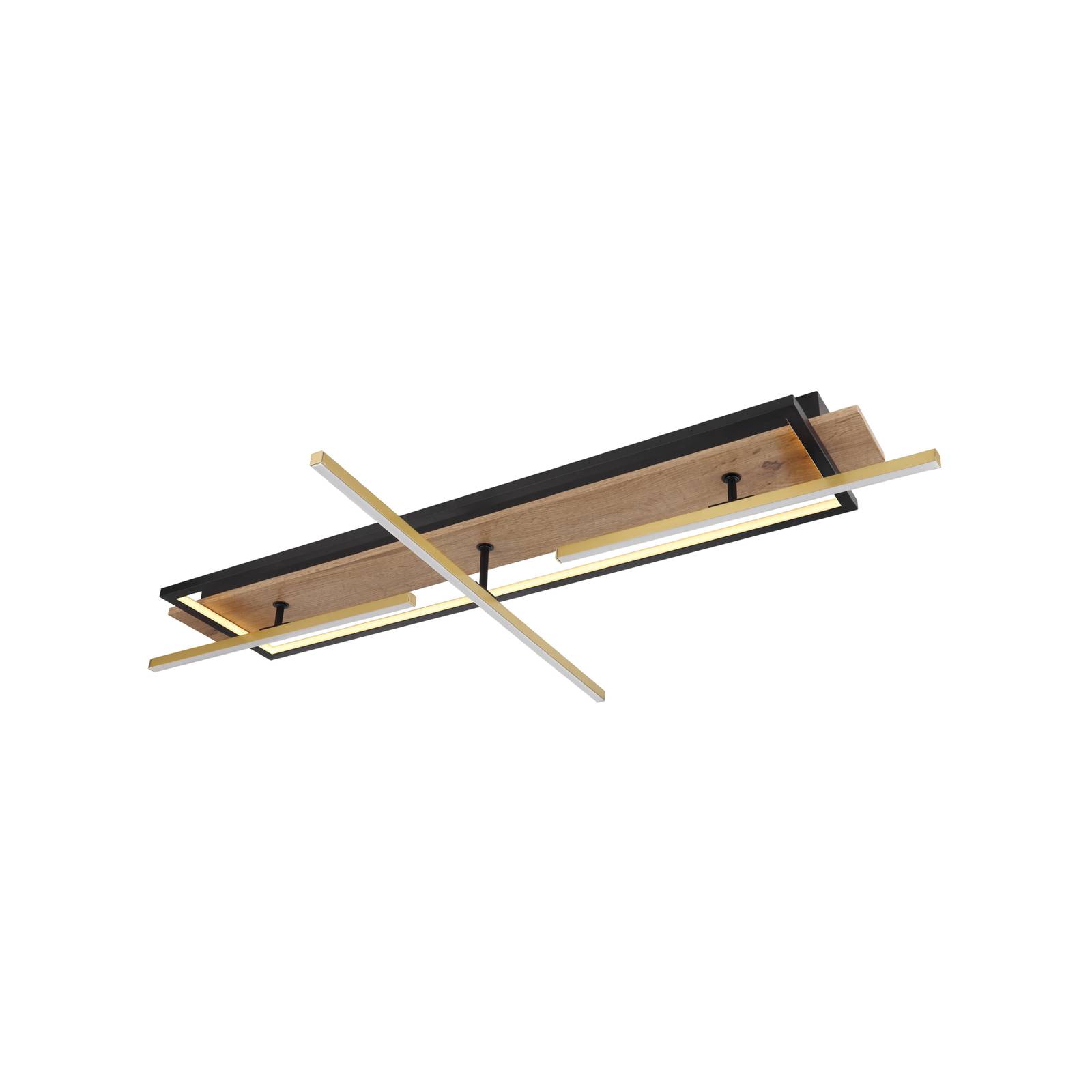 E-shop Beatrix LED stropné svietidlo, dĺžka 100 cm, drevo/čierna, drevo