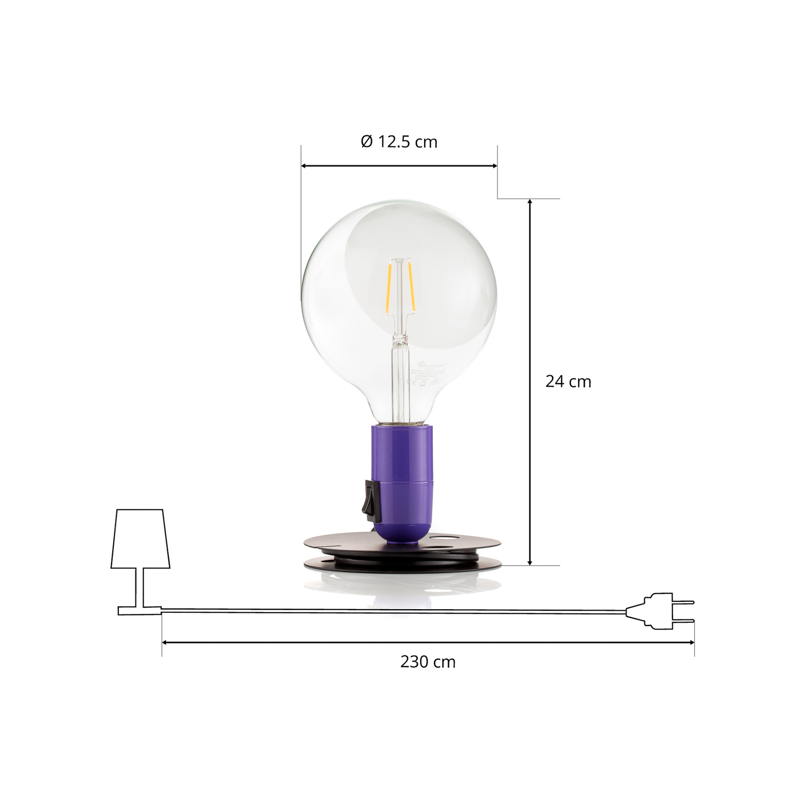 FLOS Lampadina LED stolní lampa lila, noha černá