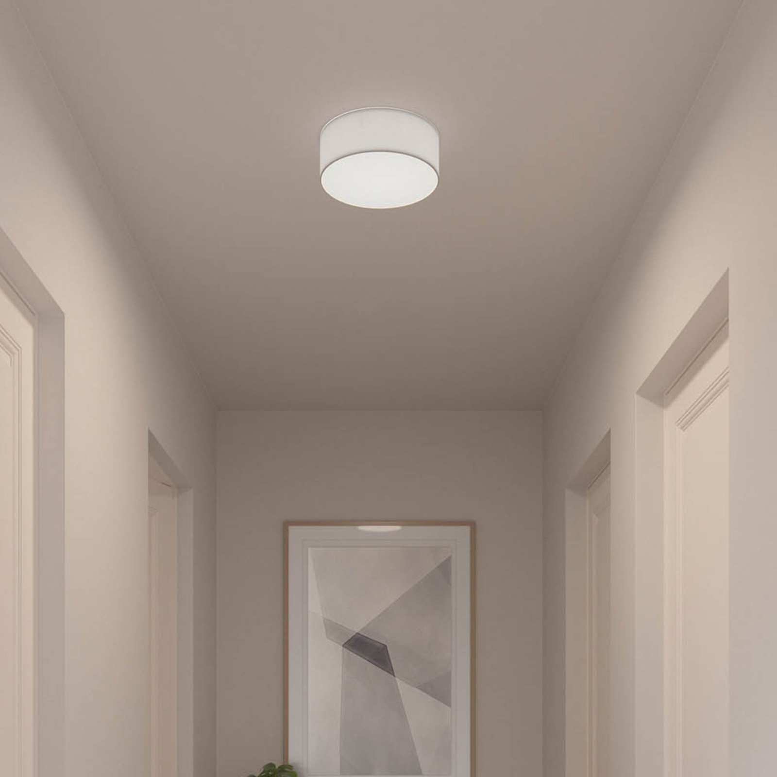 Loftslampe Ceiling Dream, Ø 30 cm, tekstil, hvid