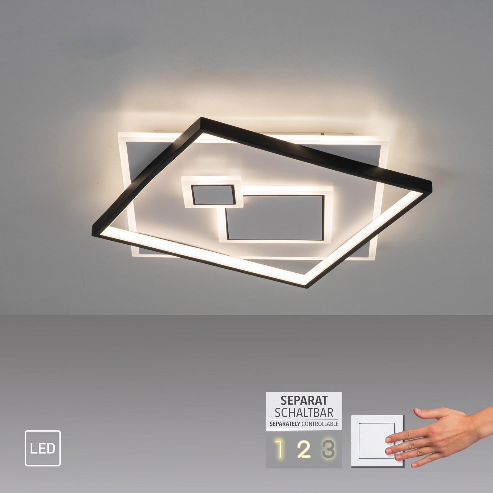 LED plafondlamp Mailak 57x57cm