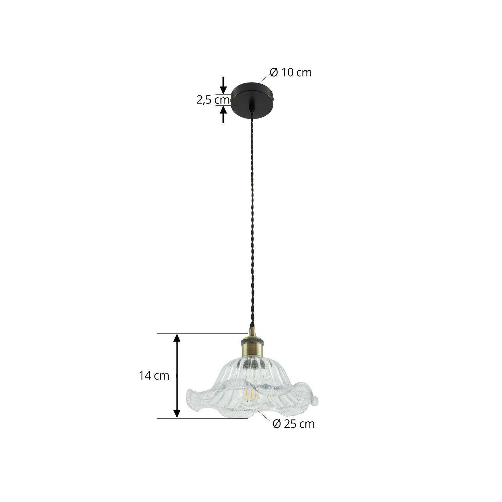 Lampa wisząca Lindby Ludowika, przezroczysta, szkło, Ø25cm, E27