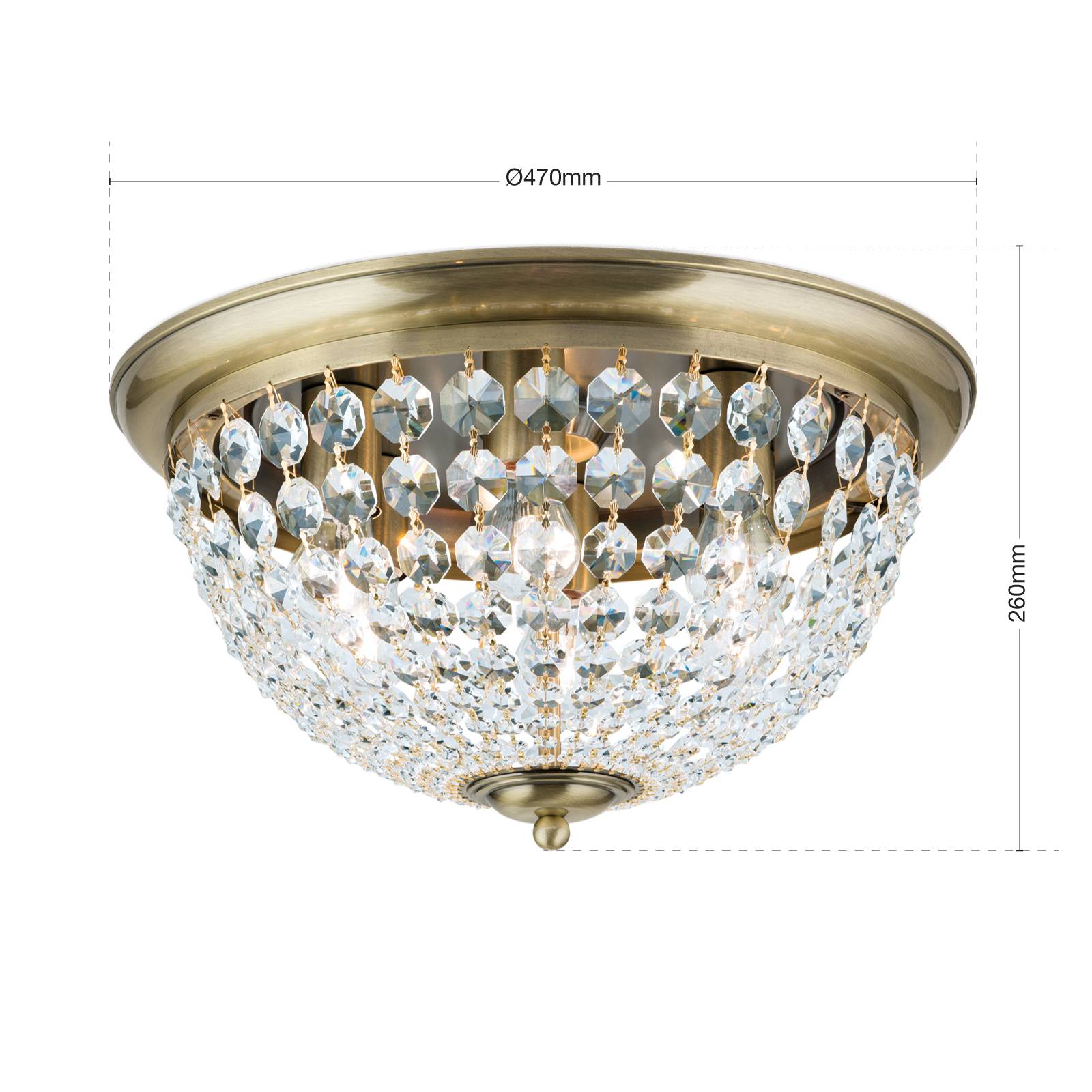 Lampa sufitowa Plafond, patyna/przezroczysty, Ø 47 cm