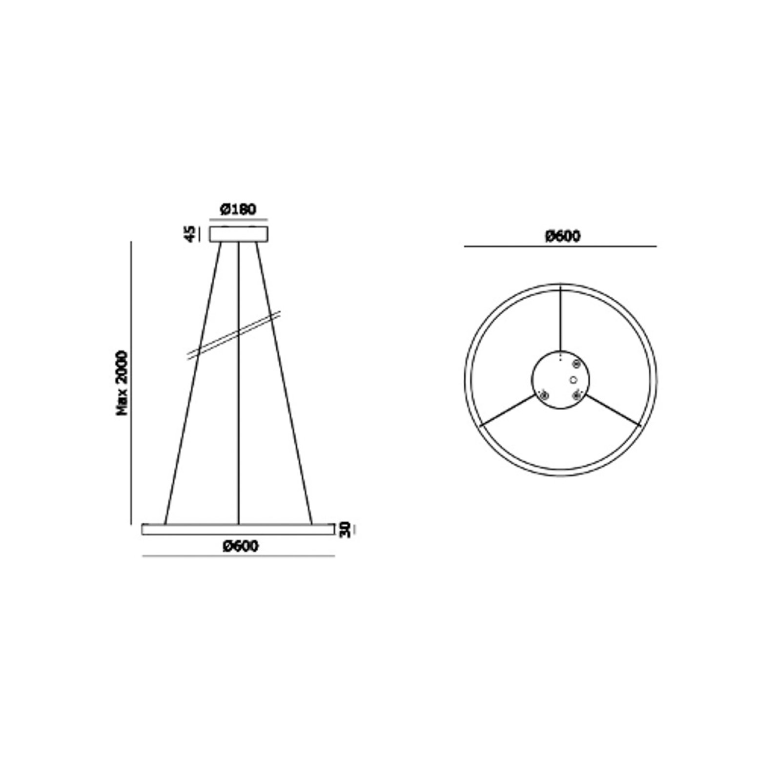 Molto Luce LED piekaramā lampa Perfora, balta, Ø 60 cm, alumīnija