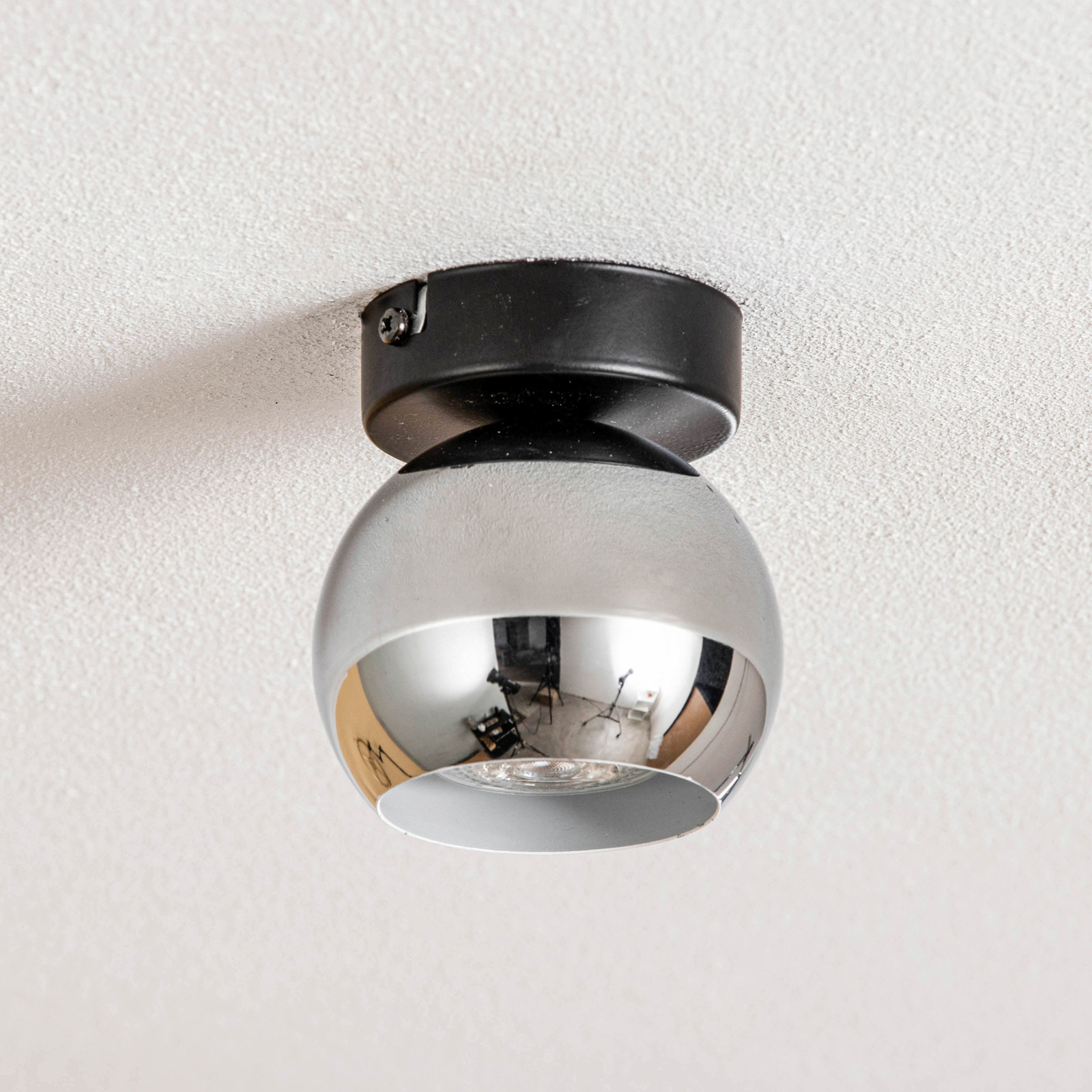 Lexa ceiling lamp, 1-bulb, black/chrome