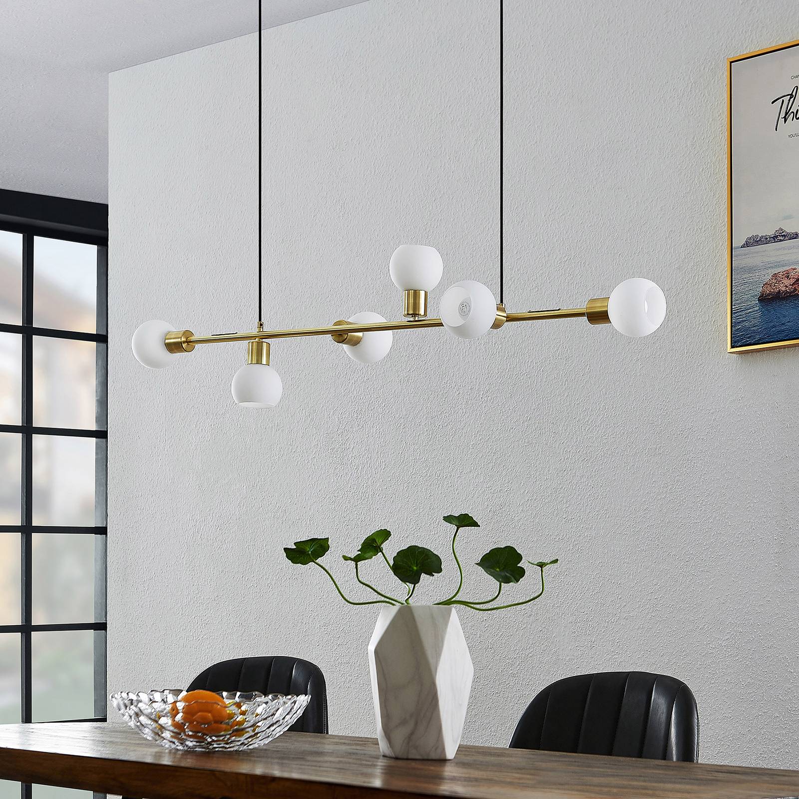 Lindby Biscala suspension laiton/opale