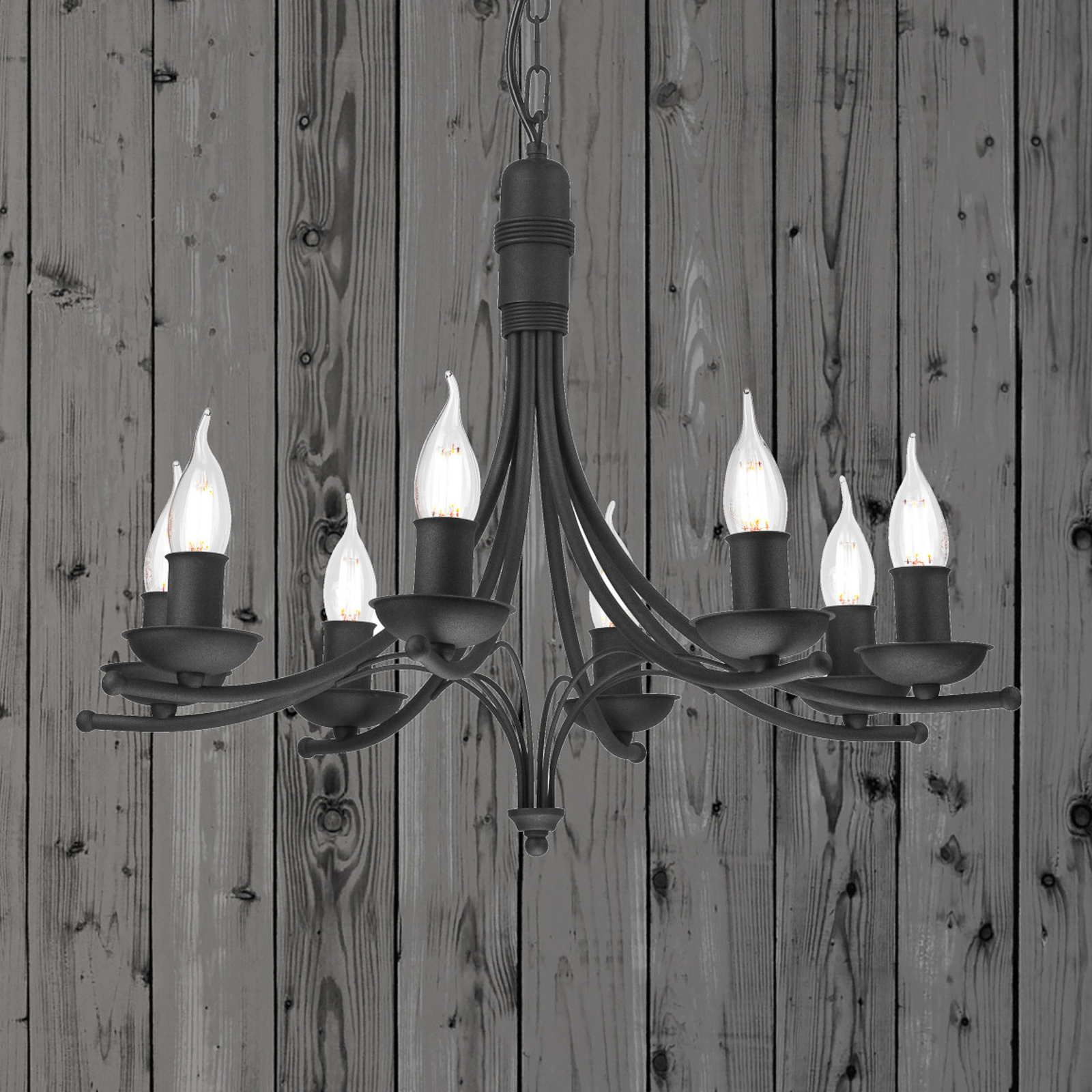 Lámpara de araña Kandela, 8 luces, negro
