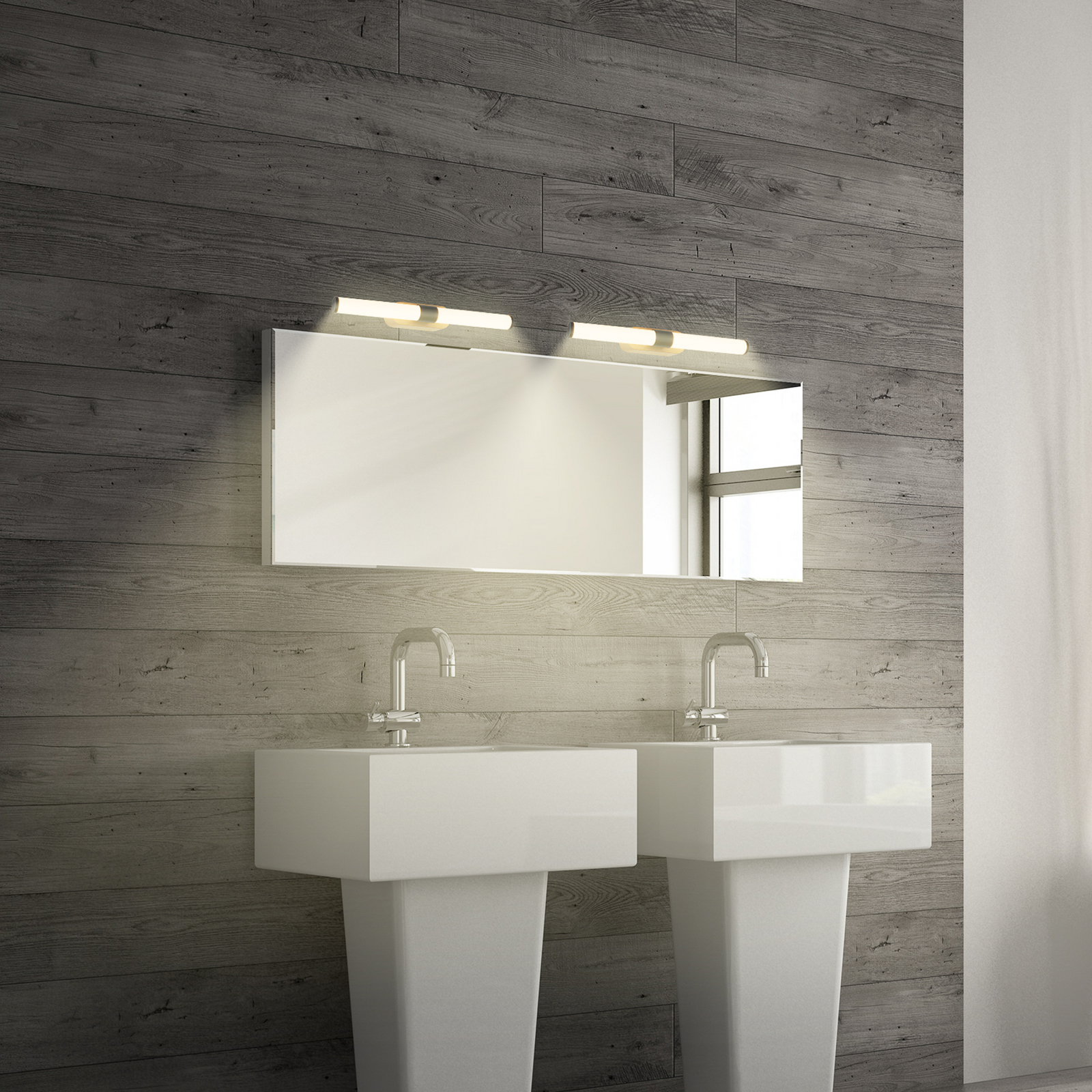 LED sienas lampa Runt, melna/koka 3000 K IP44 garums 40 cm