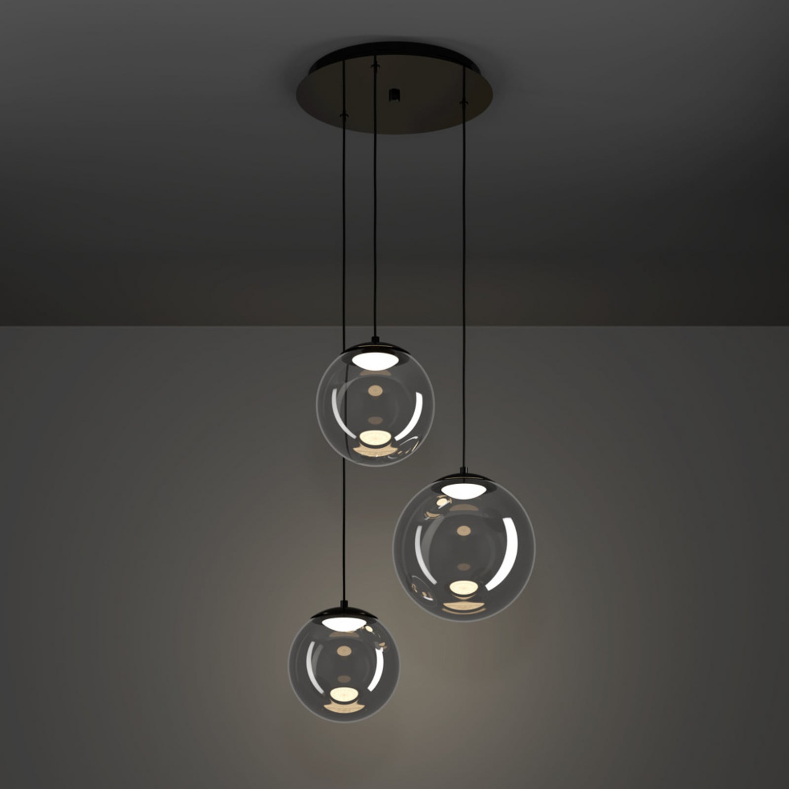 Stars of Light LED-riippuvalaisin ANORIAS, musta, Ø 46 cm, 3-lamppuinen