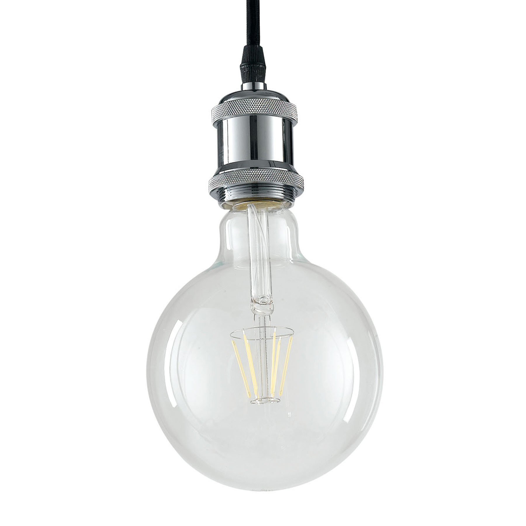 Eco-Light Clock track pendant light, chrome, for Living / Dining Room, metal, fabric, E27, 60 W, energy efficiency: A++