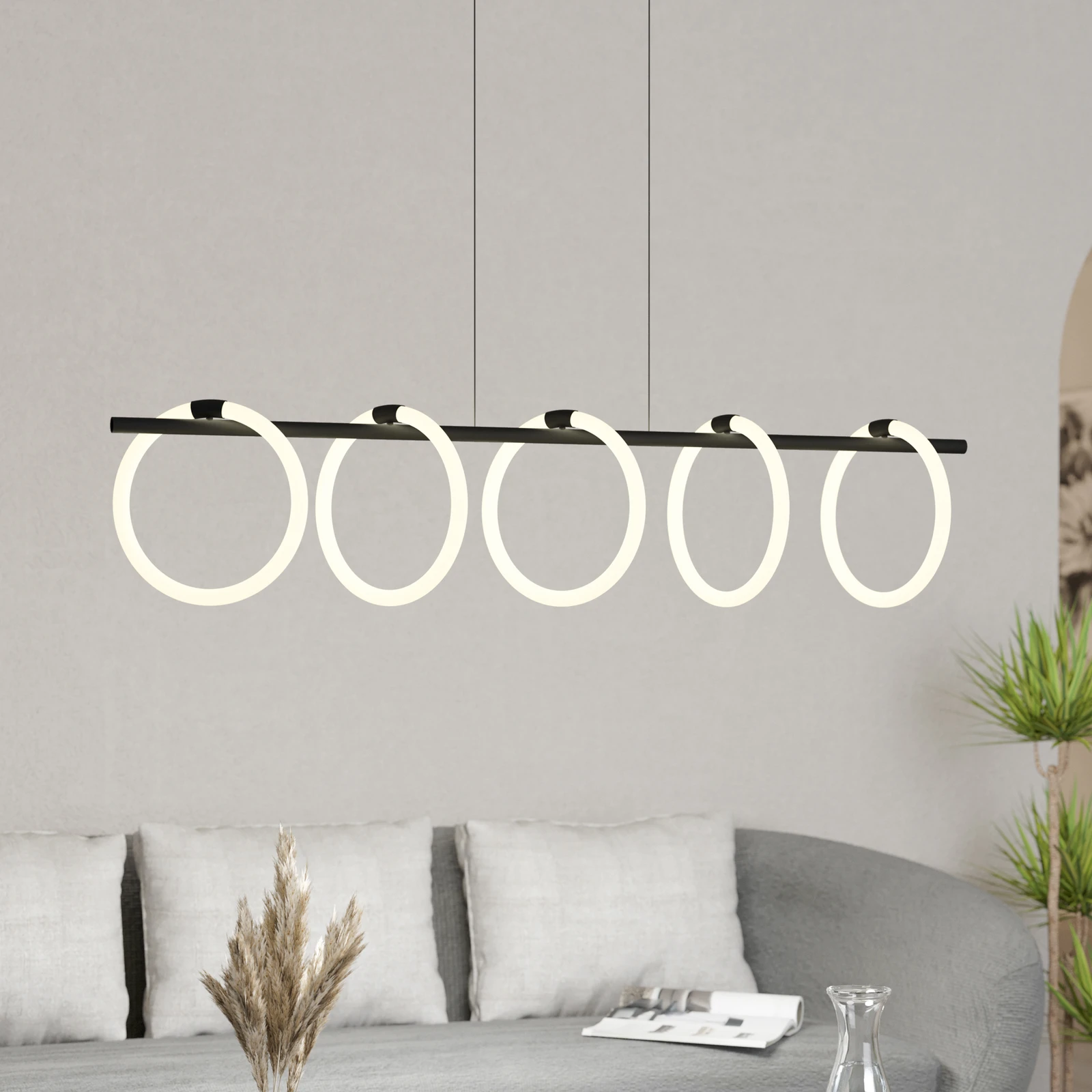 LED-Hängeleuchte Caranacoa, fünfflammig
