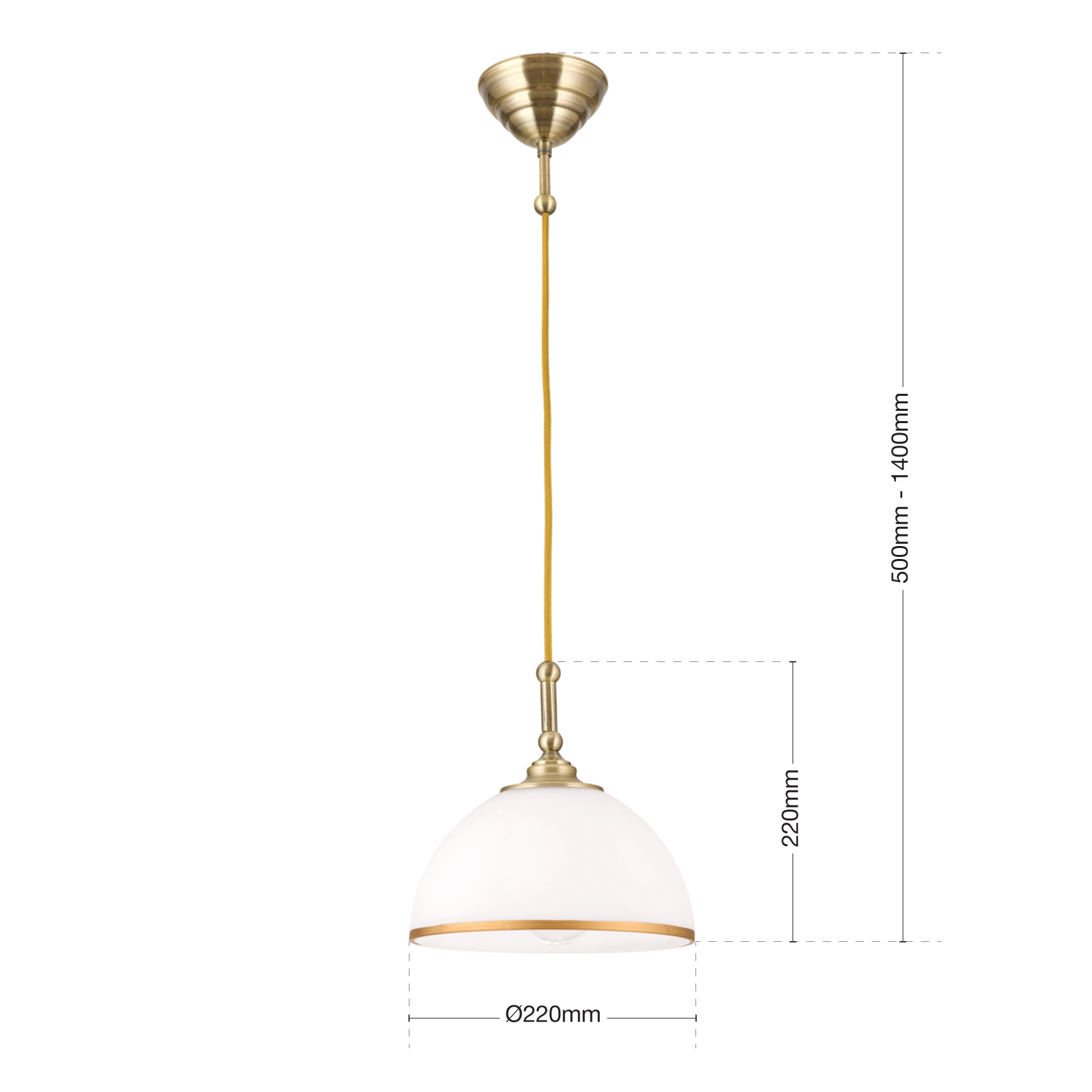 Lámpara colgante Old Lamp con cable textil, 1 luz