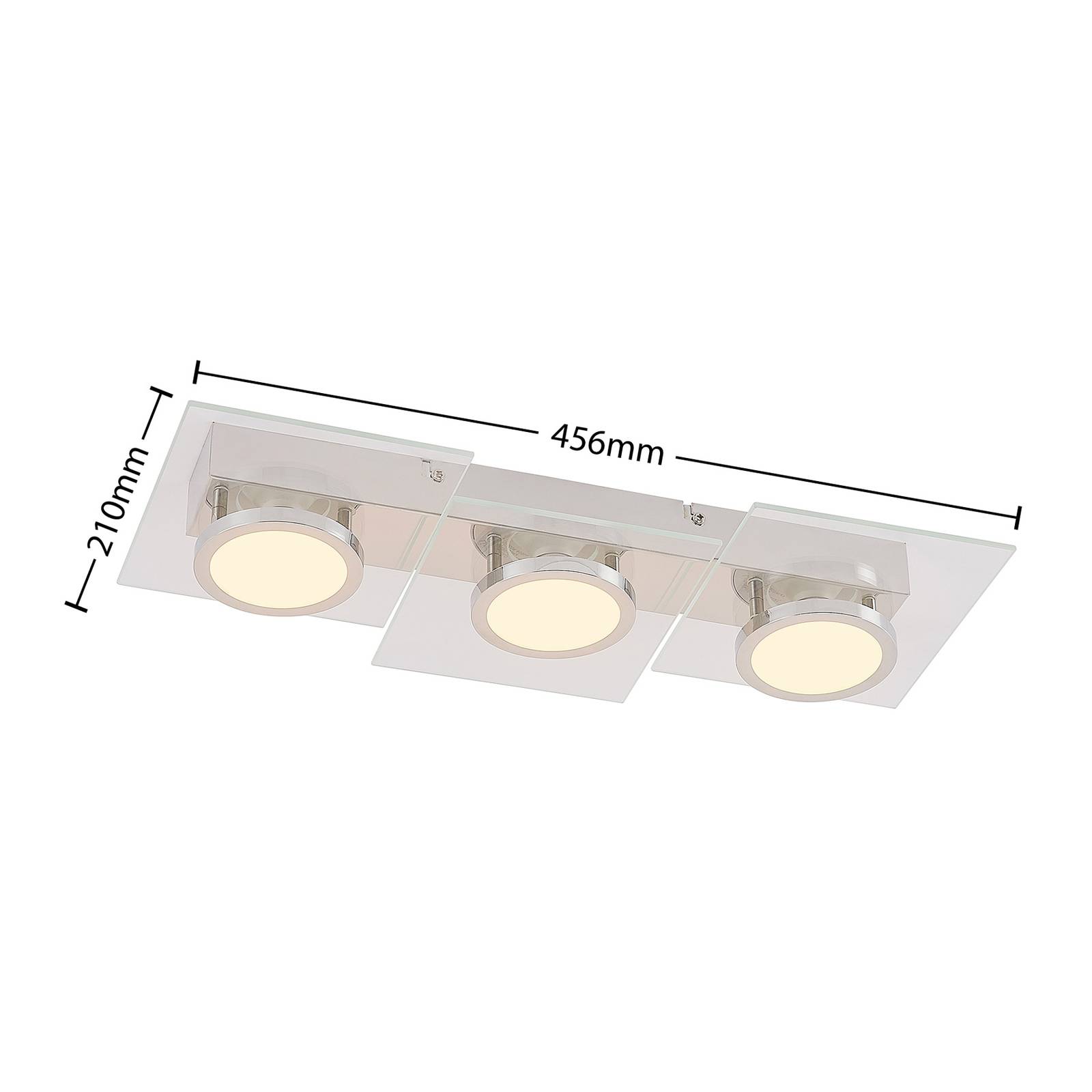 Lampa sufitowa Lindby Imiria, 3-punktowa, szkło, CCT, 45,6 cm długości