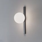 Garda wall light, black, metal, glass, 1-bulb