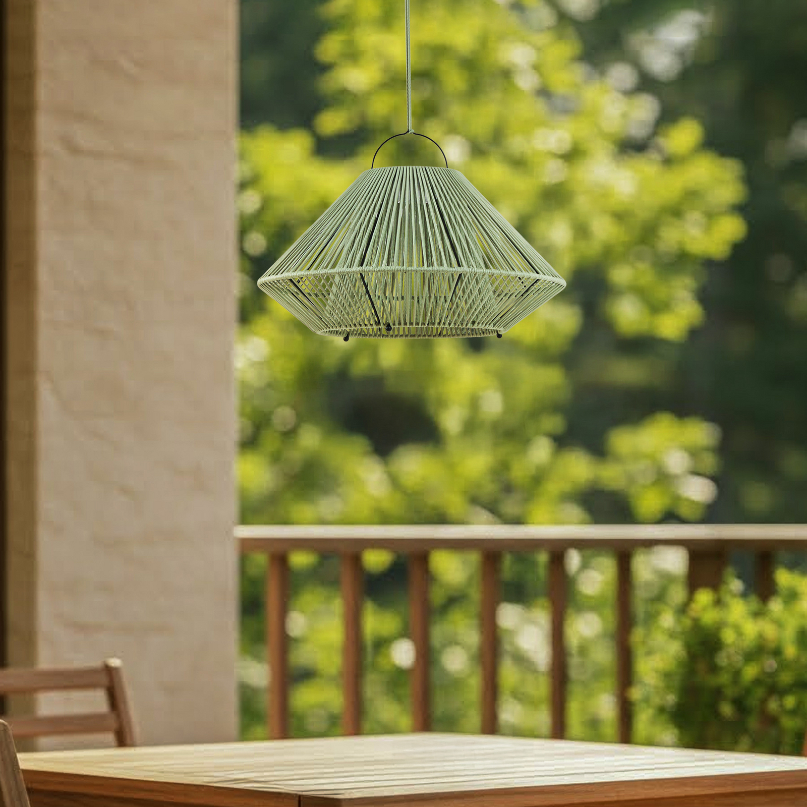 Lindby LED saules enerģijas piekaramā lampa Austas, zaļa, Ø 50 cm, USB, IP54