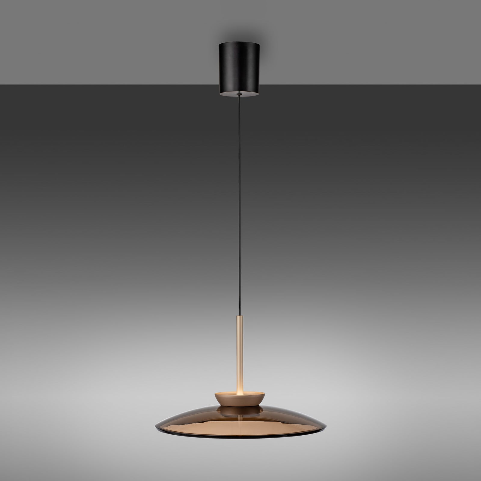 Suspension LED E-Moon, bronze et verre ambré (foncé), Ø 50 cm - PURE Suspension LED E-Moon, bronze et verre ambré (foncé), Ø 50 cm - PURE