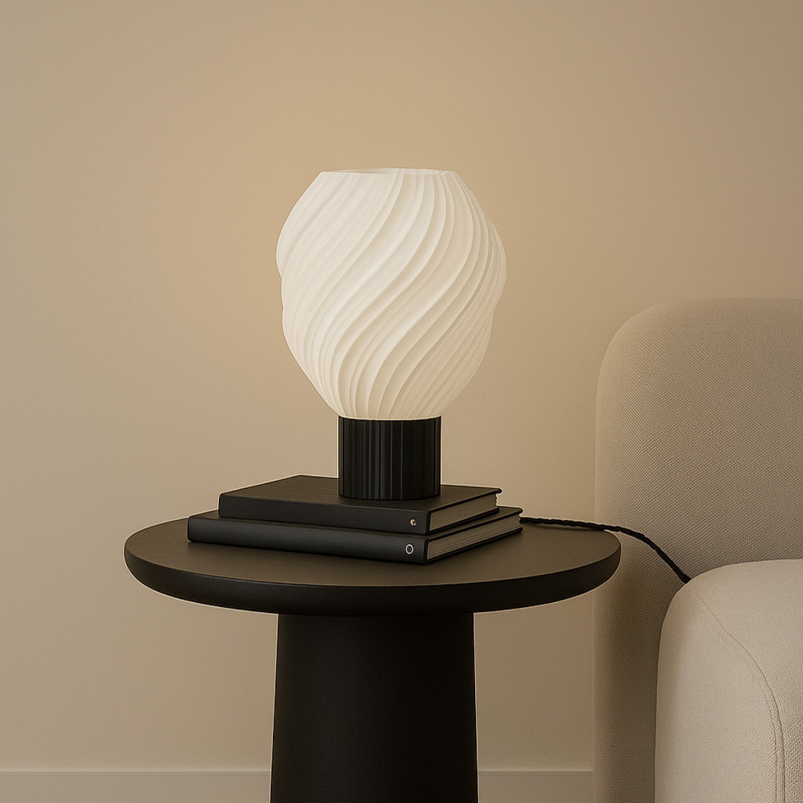 Lampada da tavolo Nuvia, altezza 39,1 cm, bianca, stampa 3D - Lindby Lampada da tavolo Nuvia, altezza 39,1 cm, bianca, stampa 3D - Lindby