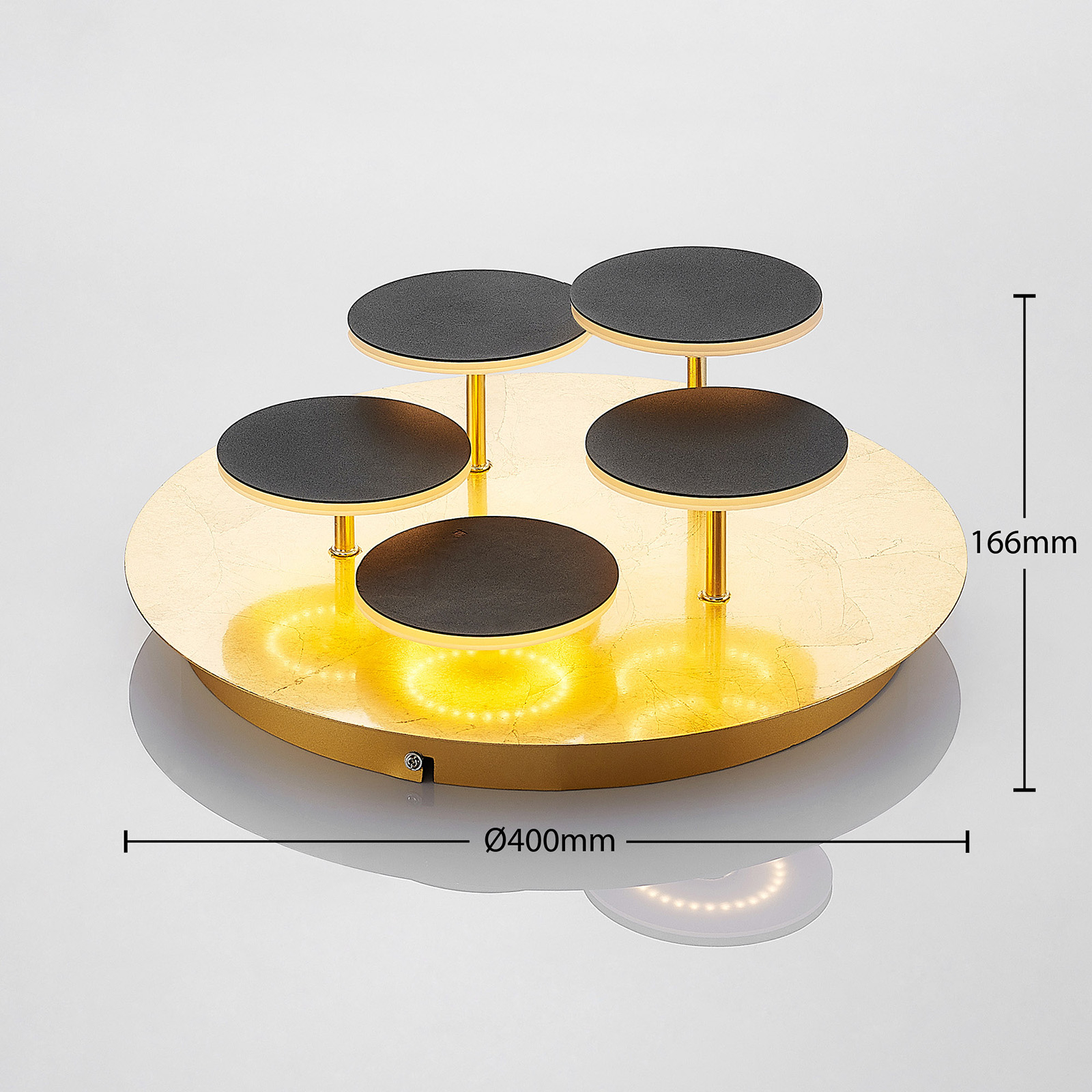 Lindby Casni LED-Deckenleuchte, schwarz-gold