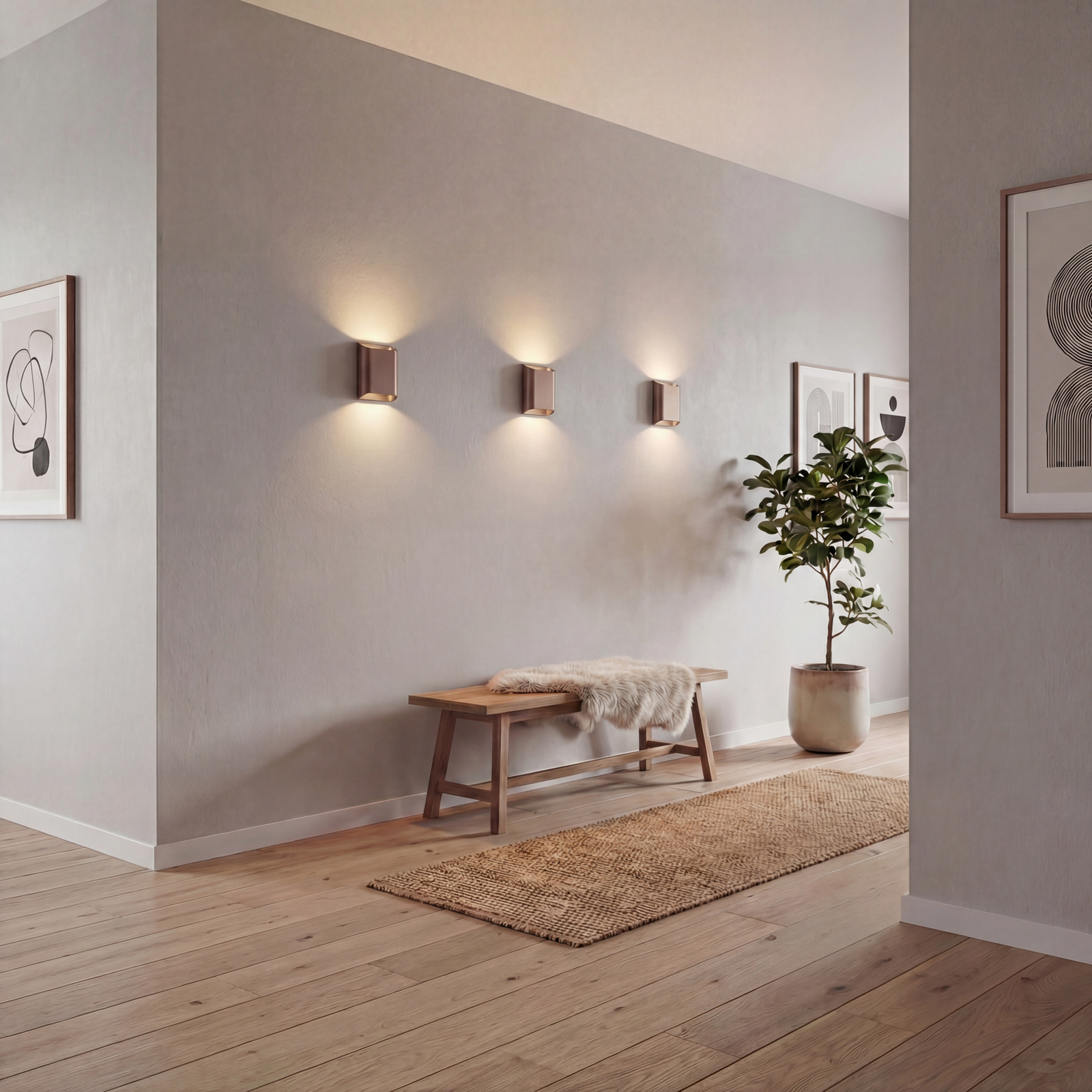Shell LED-væglampe, mørkebrun, højde 20 cm, op/ned – Antidark Shell LED-væglampe, mørkebrun, højde 20 cm, op/ned – Antidark