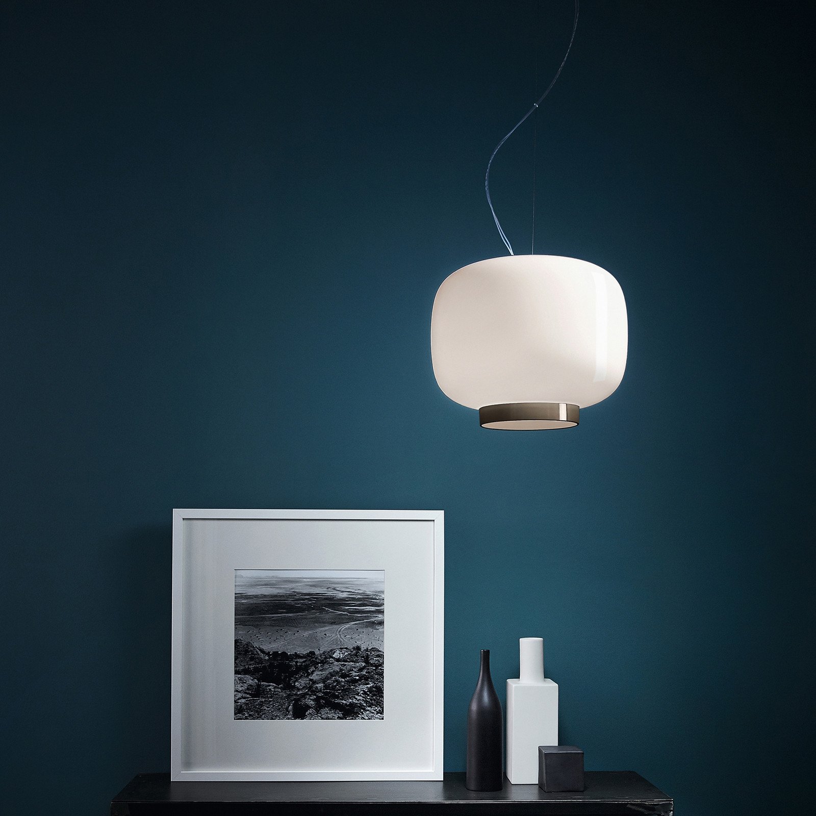 Foscarini Chouchin Reverse 3 pendul LED alb/gri - Bucătărie - design - alb gri - Sticlă