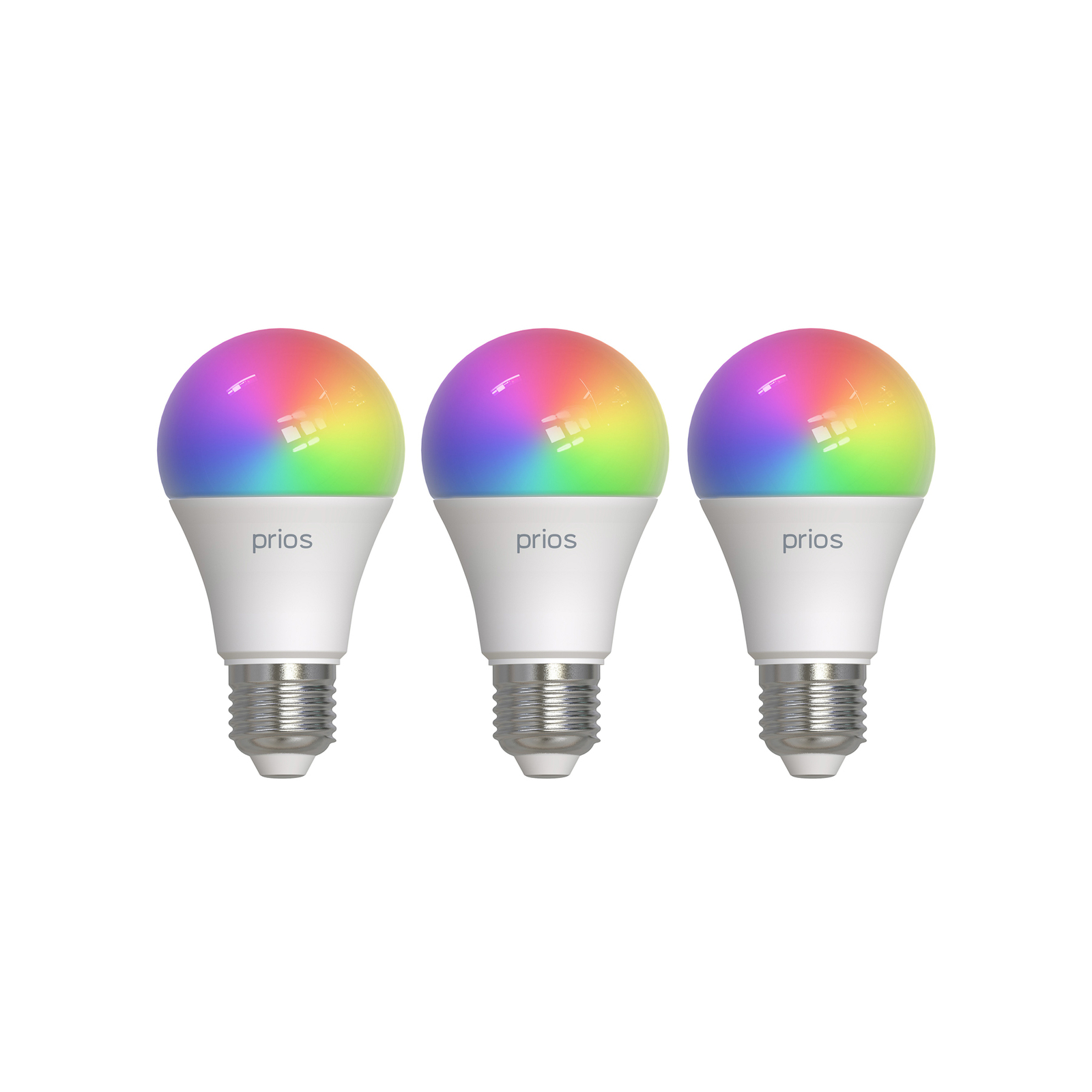 Prios LED-E27-Lampe A60 9W RGBW WLAN matt 3er-Set