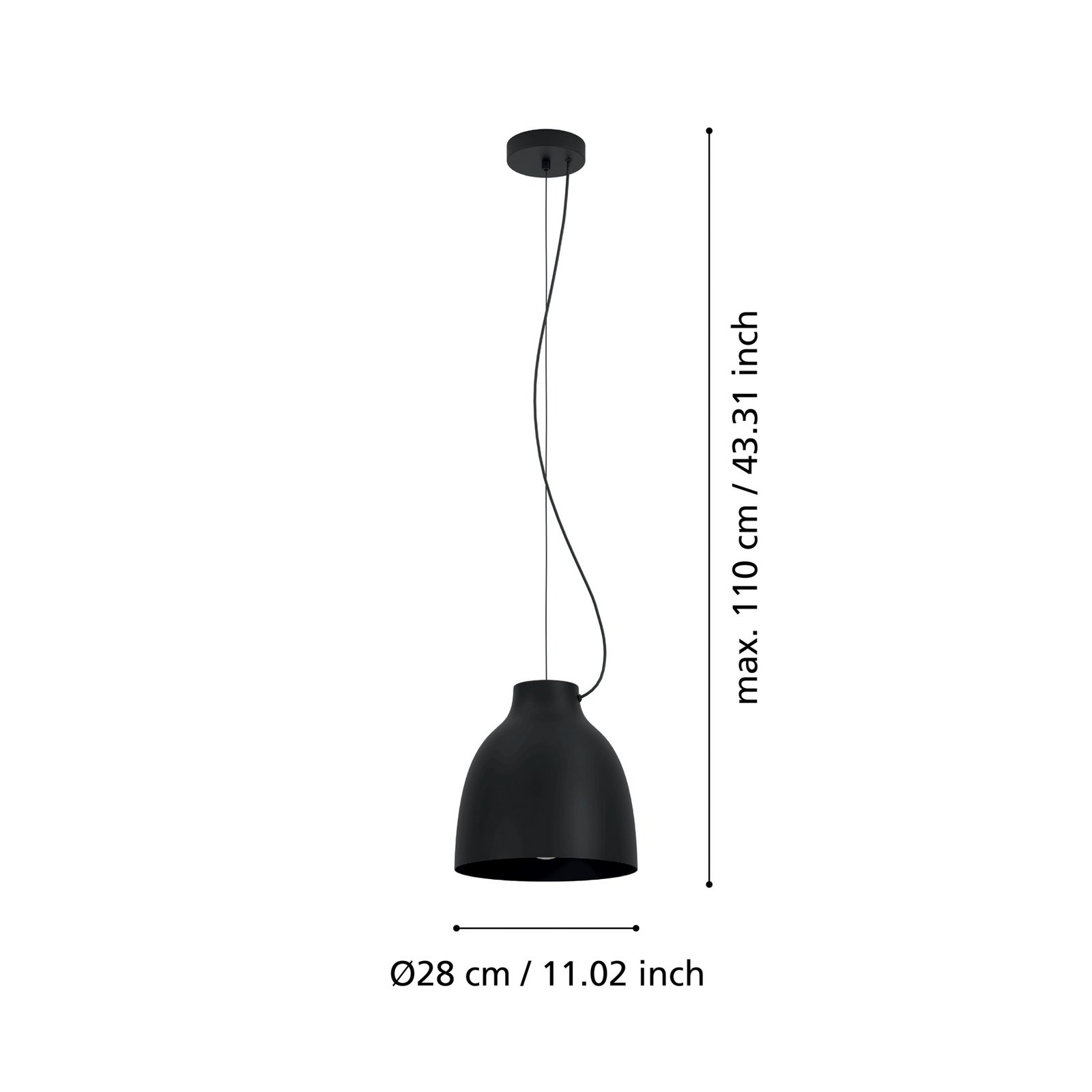 EGLO Camasca suspension, à une lampe, noire