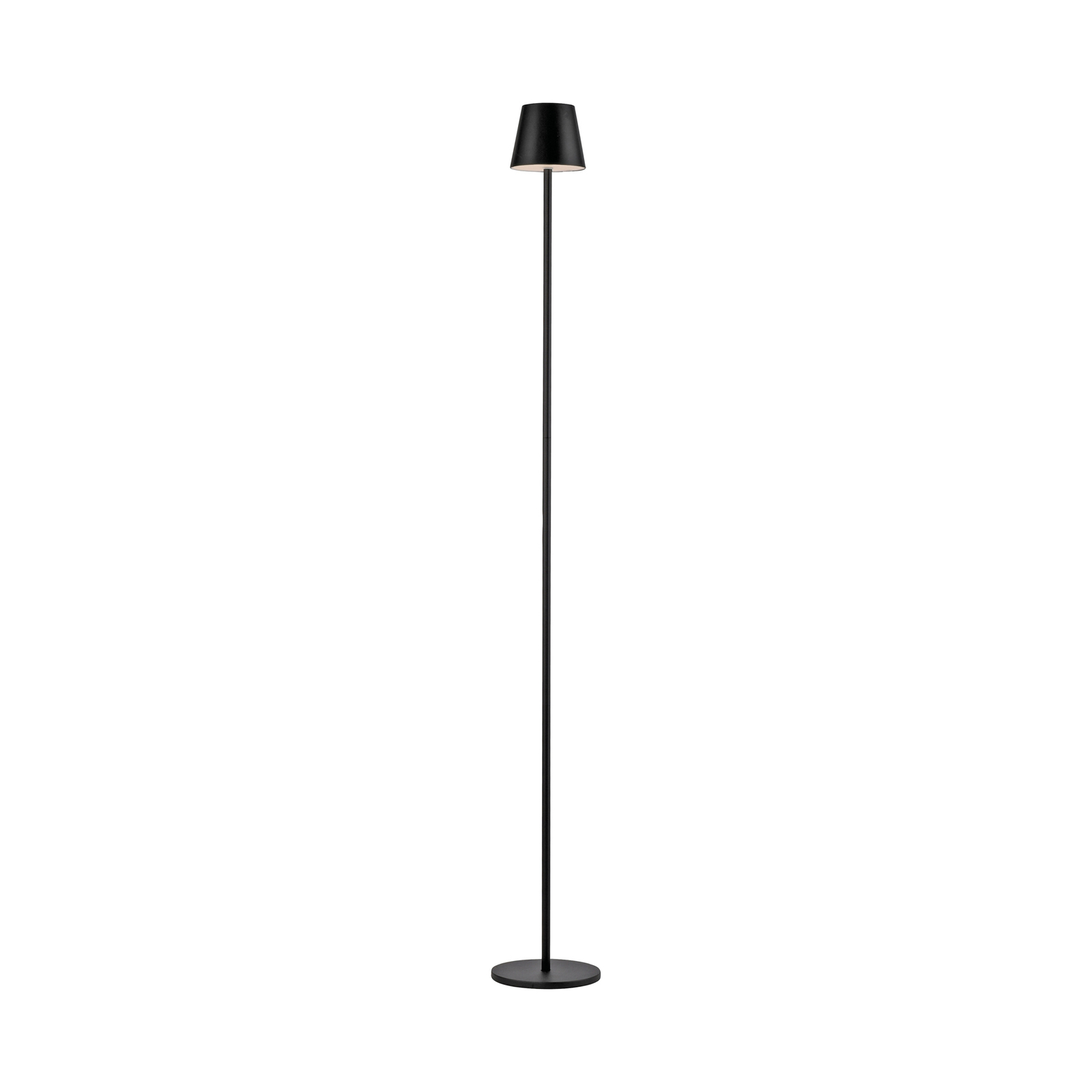 JUST LIGHT. Euria lámpara de pie LED recargable, negra, hierro, IP54