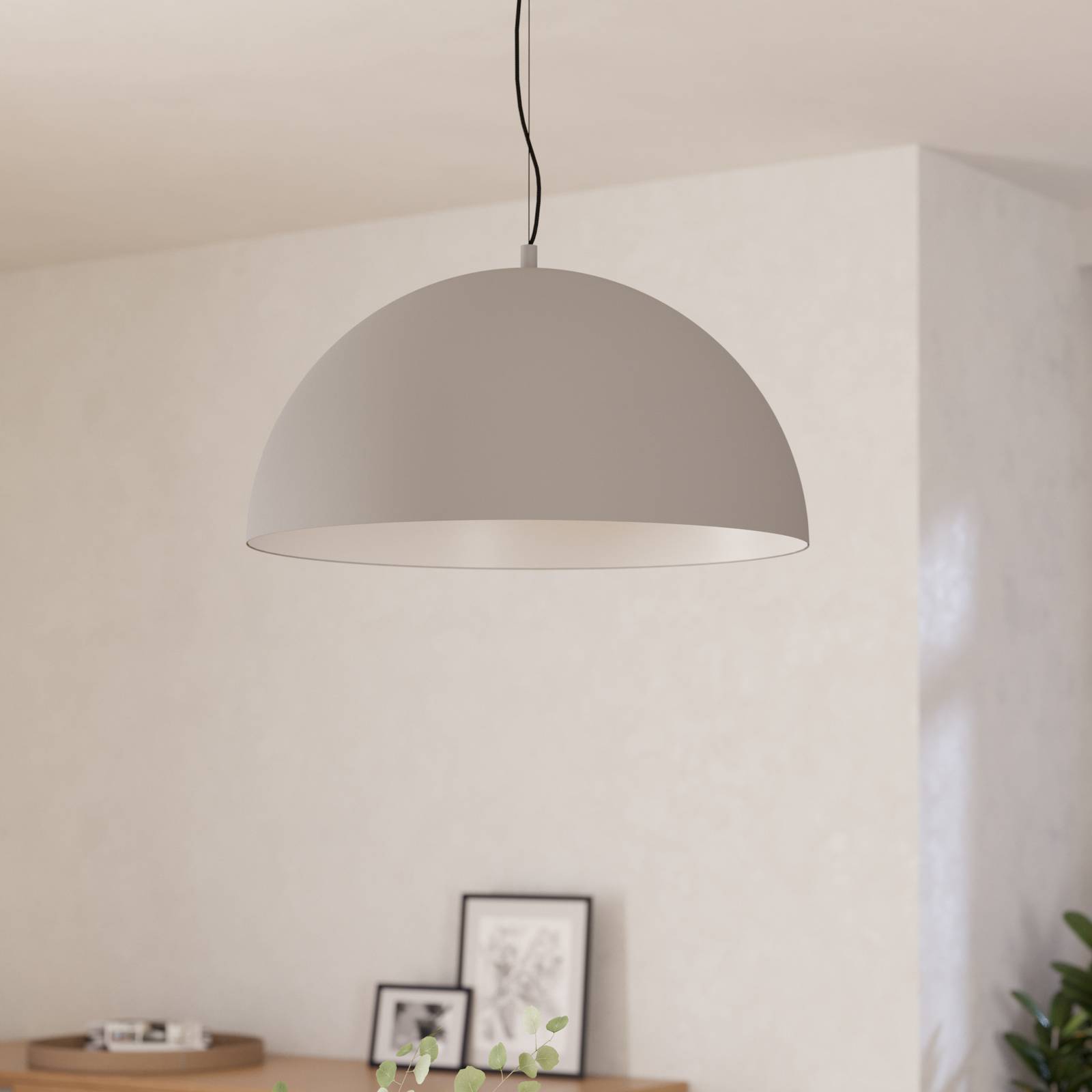 Hängeleuchte Gaetano 1, Ø 53 cm, grau/weiß, Stahl günstig online kaufen