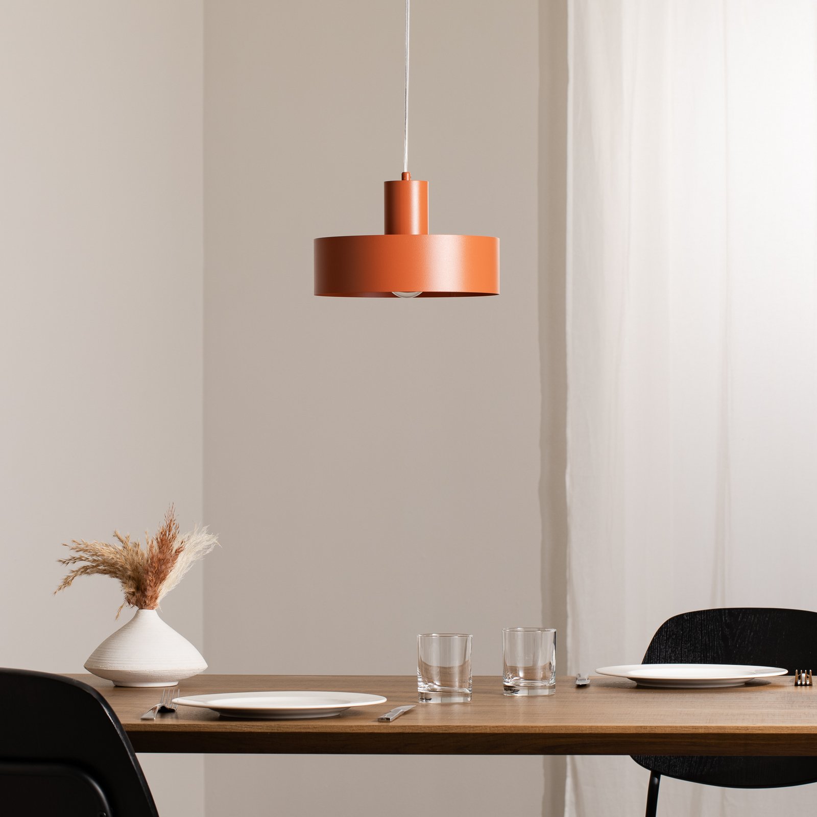 Hängeleuchte Rif M, ziegelrot, 1-flammig, Ø 25 cm, Stahl 