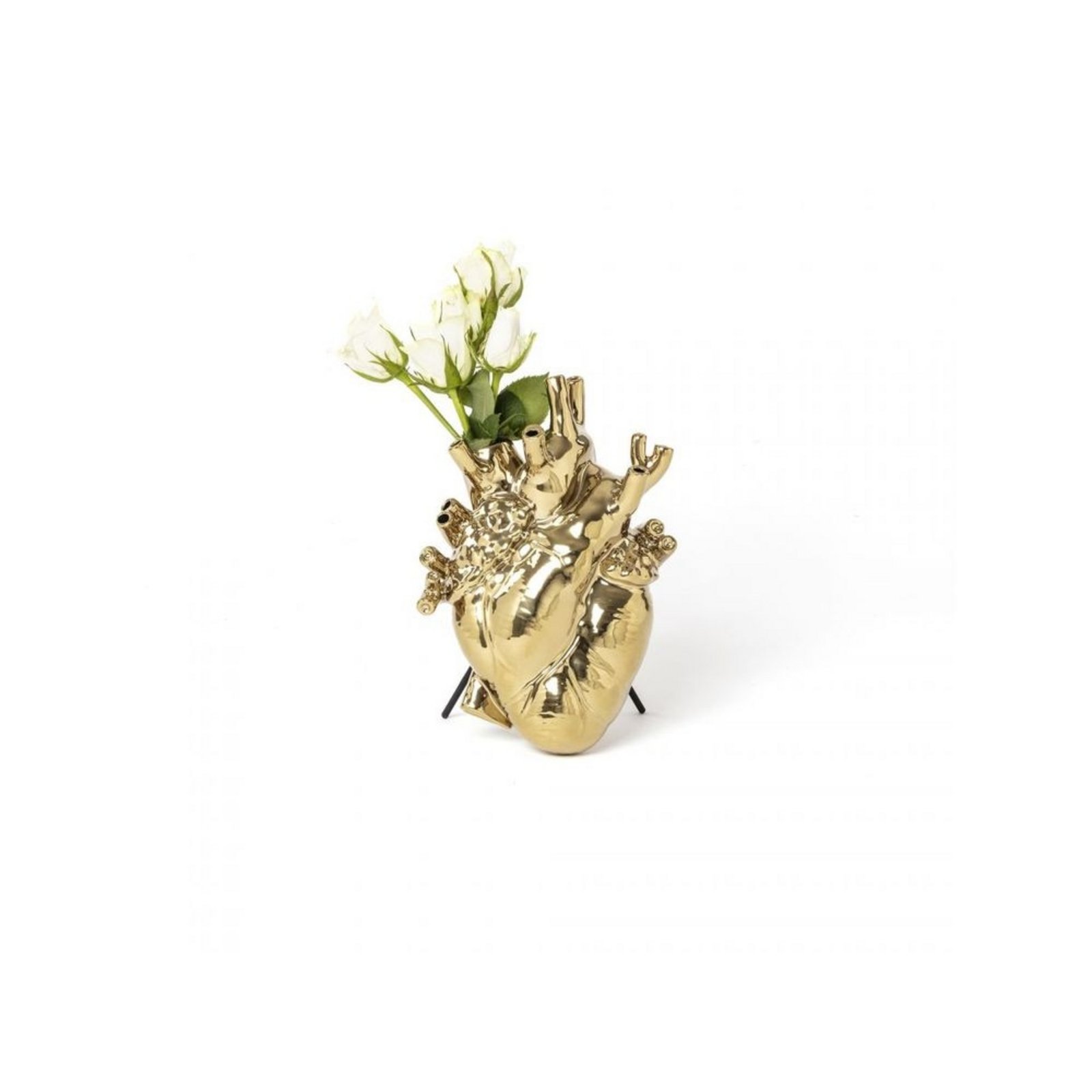 Love In Bloom Gold Porcelain Heart Vase - Seletti