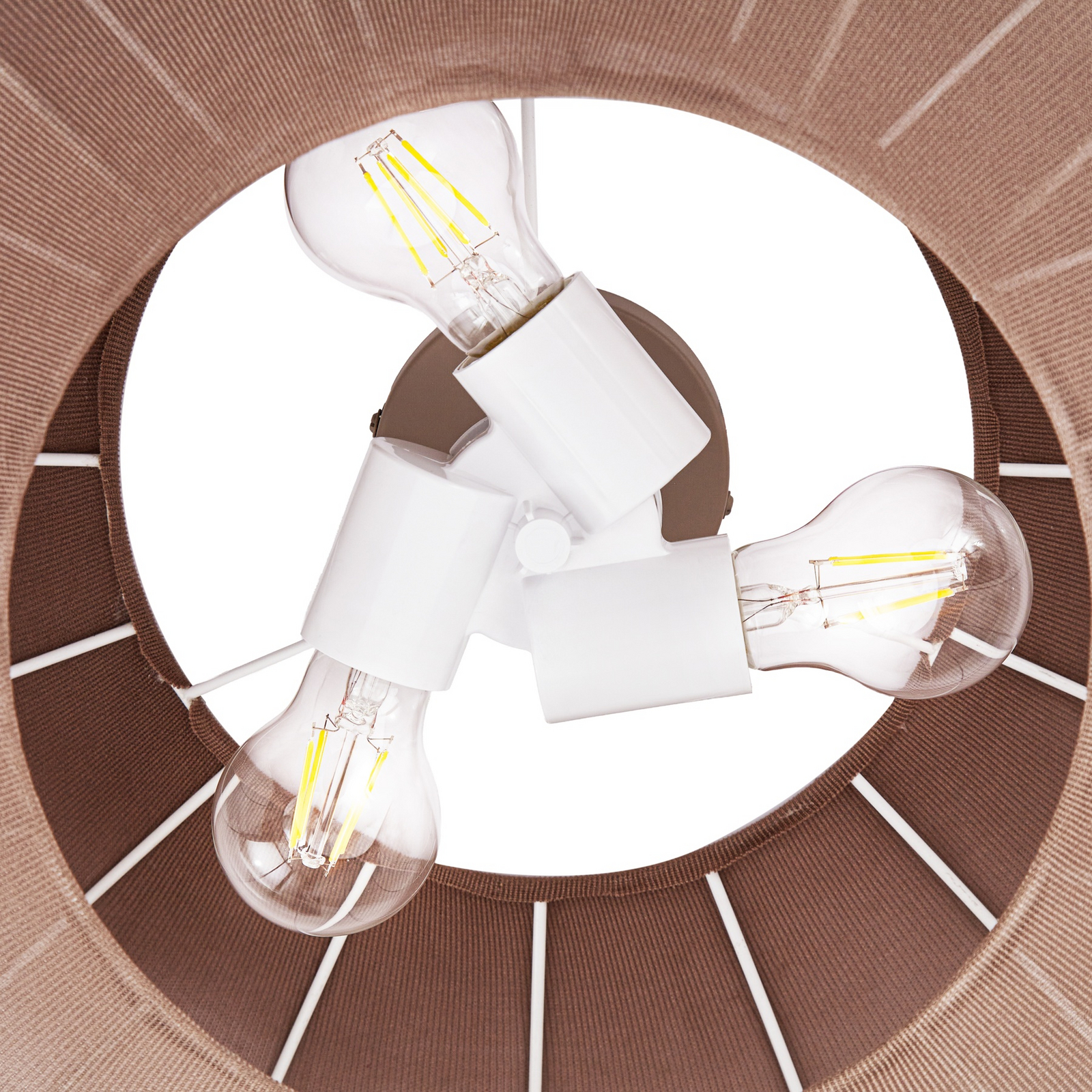 Lindby laelamp Helin, pruun, Ø 60 cm, tekstiil, 3 x E27