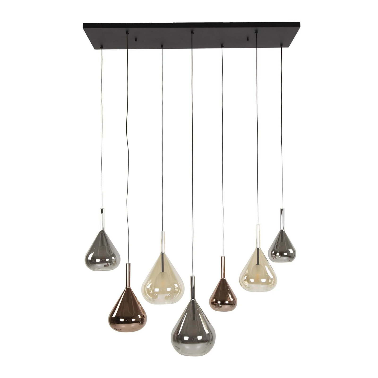 Suspension Aurelie mixed, à 7 lampes, verre, multicolore