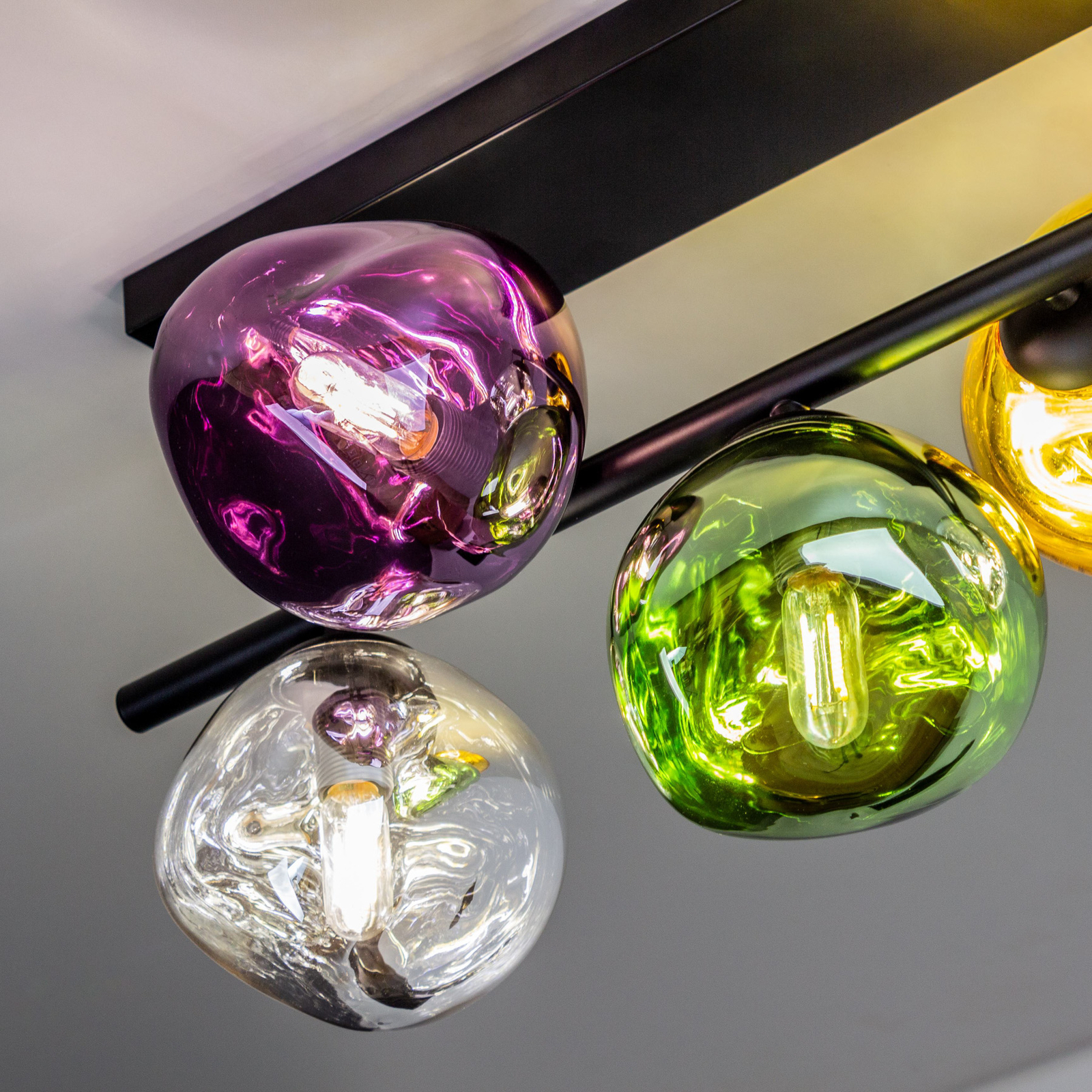 Canopus ceiling light, multicoloured, 5-bulb, glass, E14