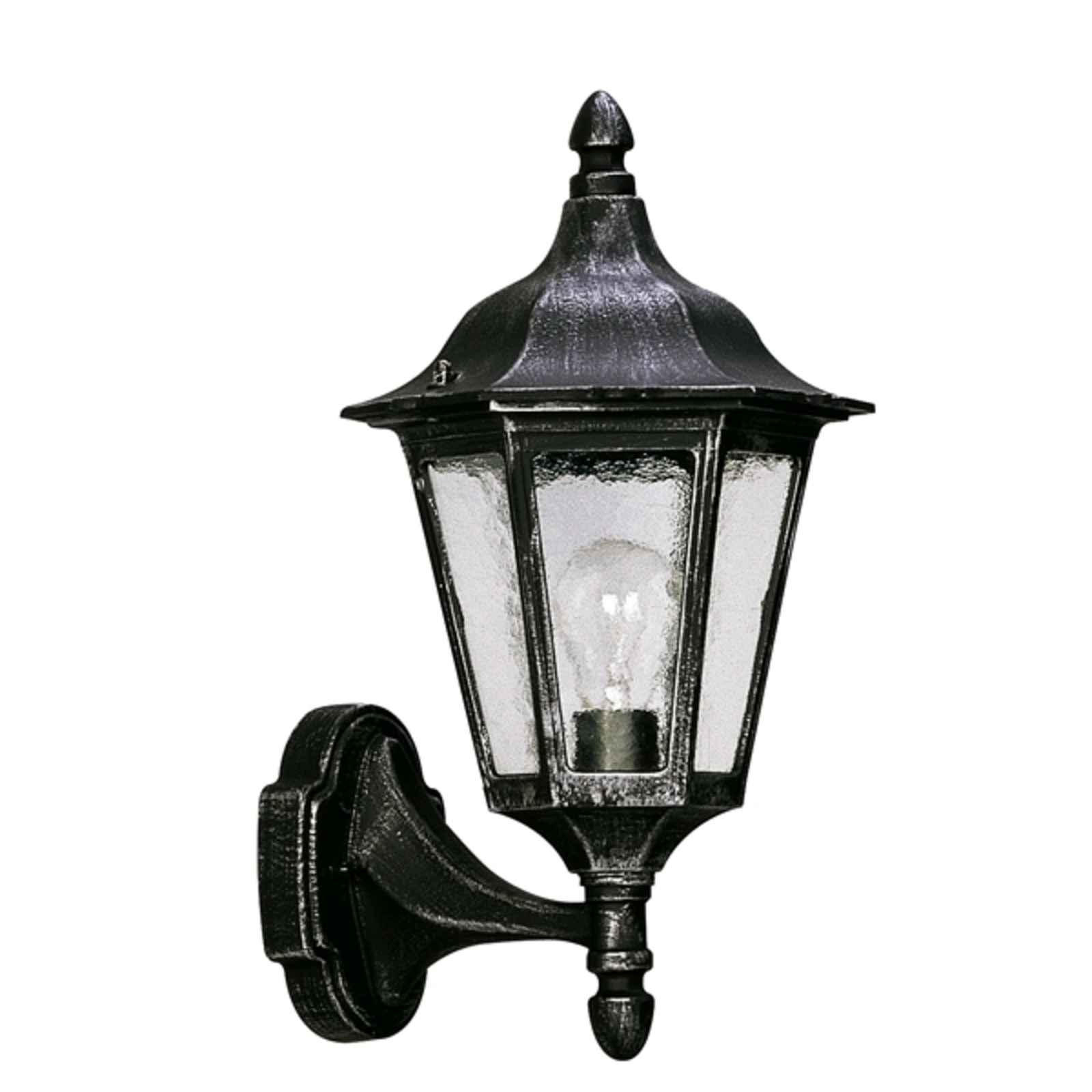 Albert Leuchten Stylish outdoor wall light 1818, cast aluminium, cathedral glass, E27, 75 W, energy efficiency: A++, H: 44.5 cm