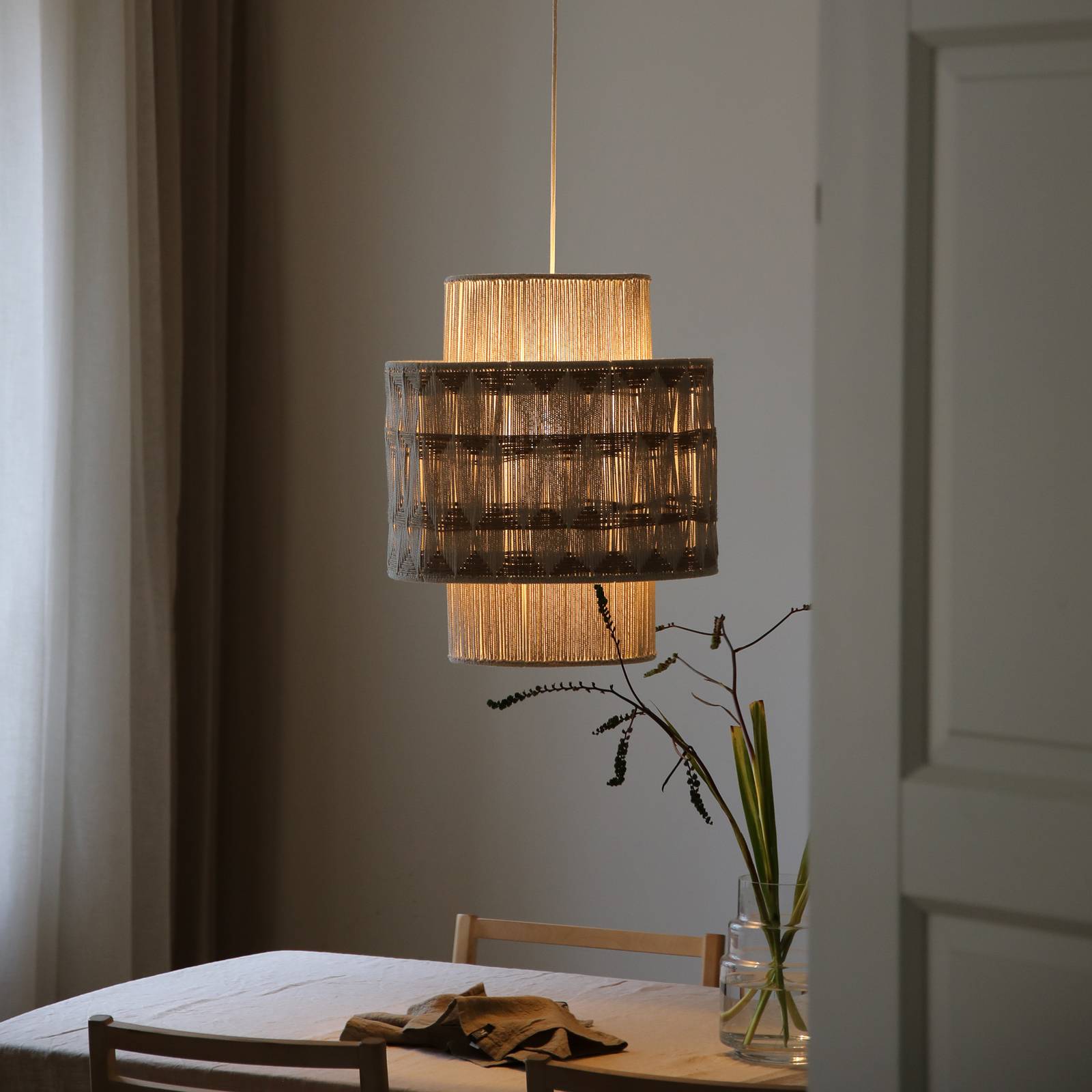 Hängeleuchte Ano, Ø 45 cm, Textil, beige/braun günstig online kaufen