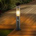 Lindby Statius black iron sensor-switched 45 cm pillar lamp