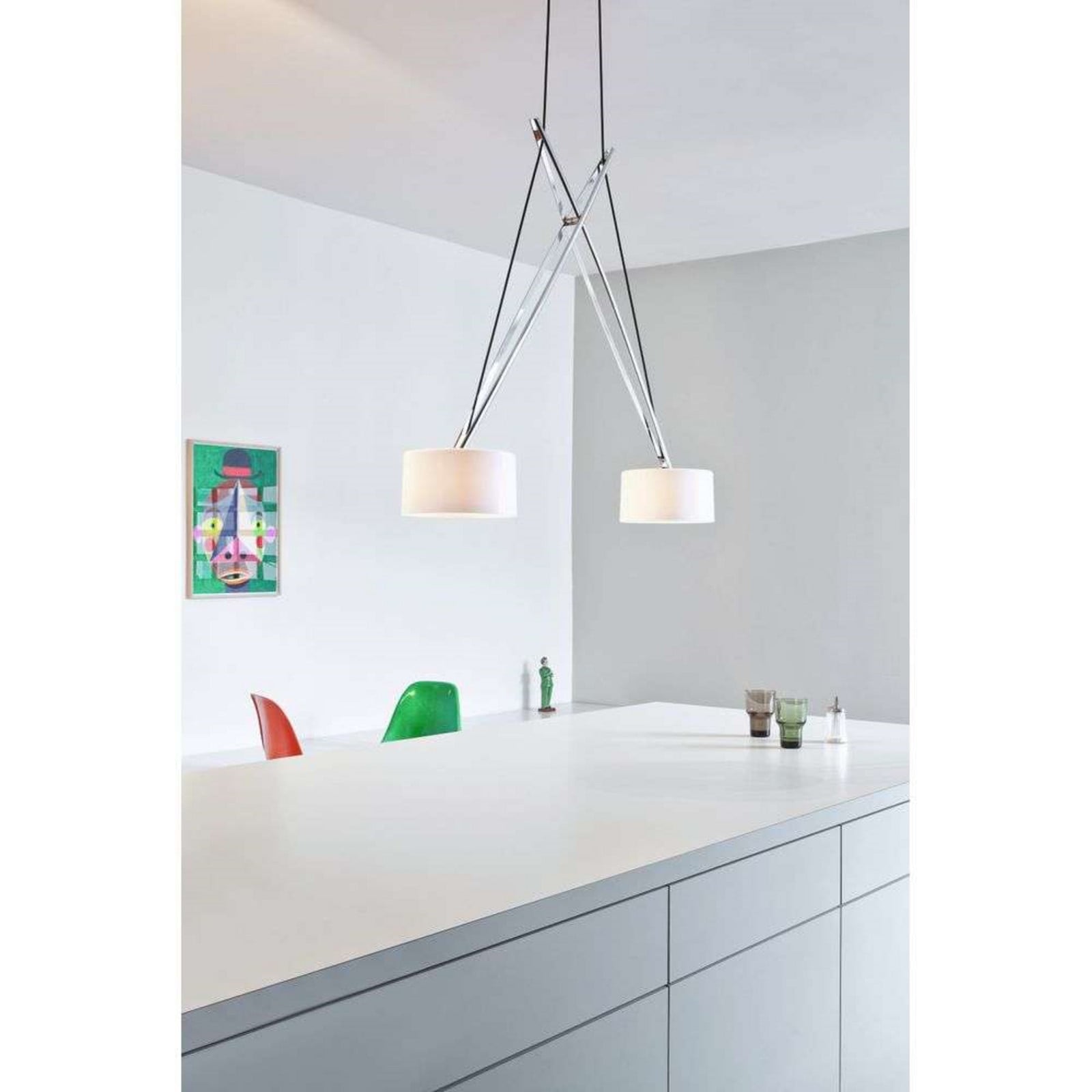 Twin LED Pendel Chrome/Glass Serien Lighting - Stue