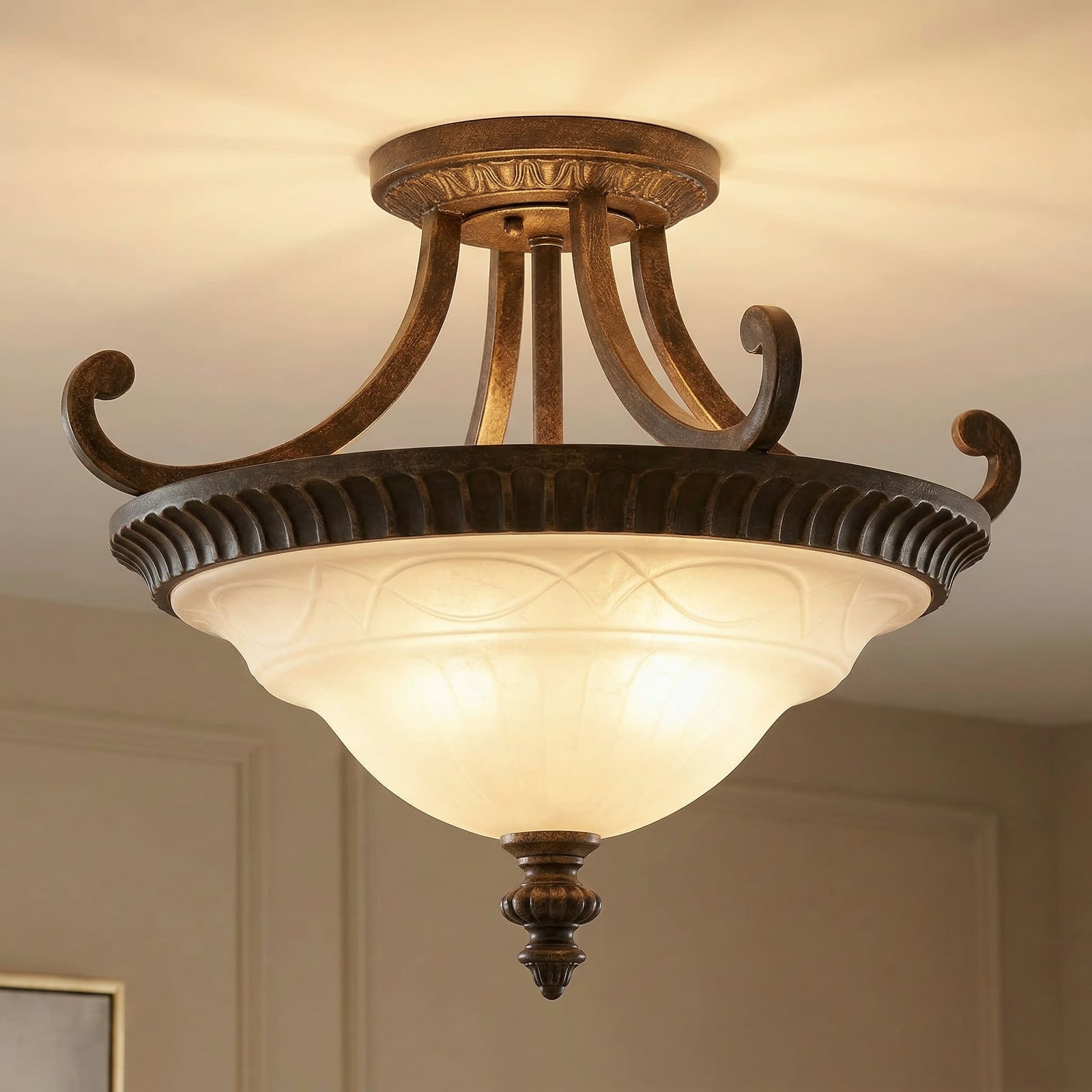 Drawing Room loftlampe, brun/creme, 44 cm – FEISS