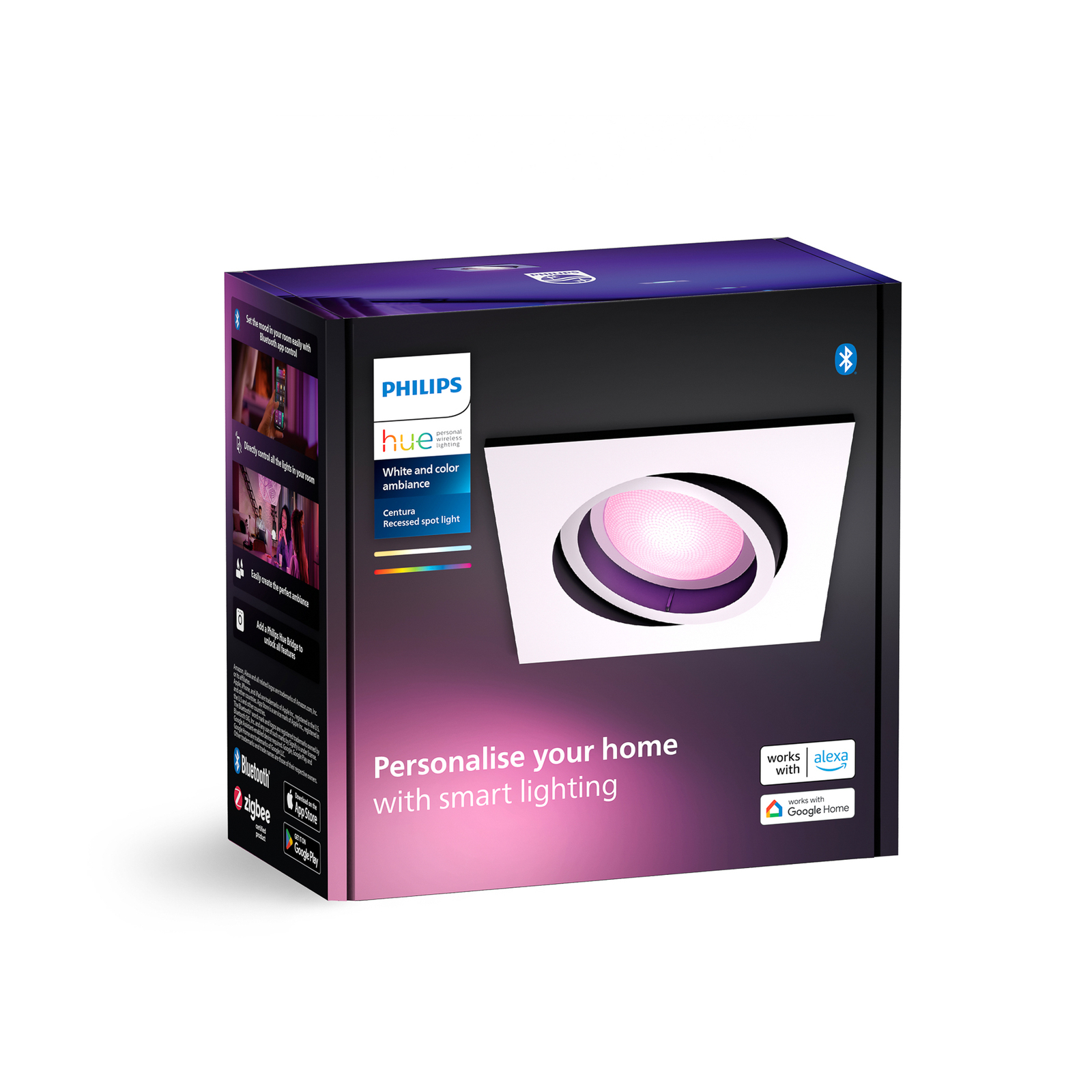 Philips Hue LED upotettava valonheitin Centura, valkoinen, 9x9 cm, CCT, RGB