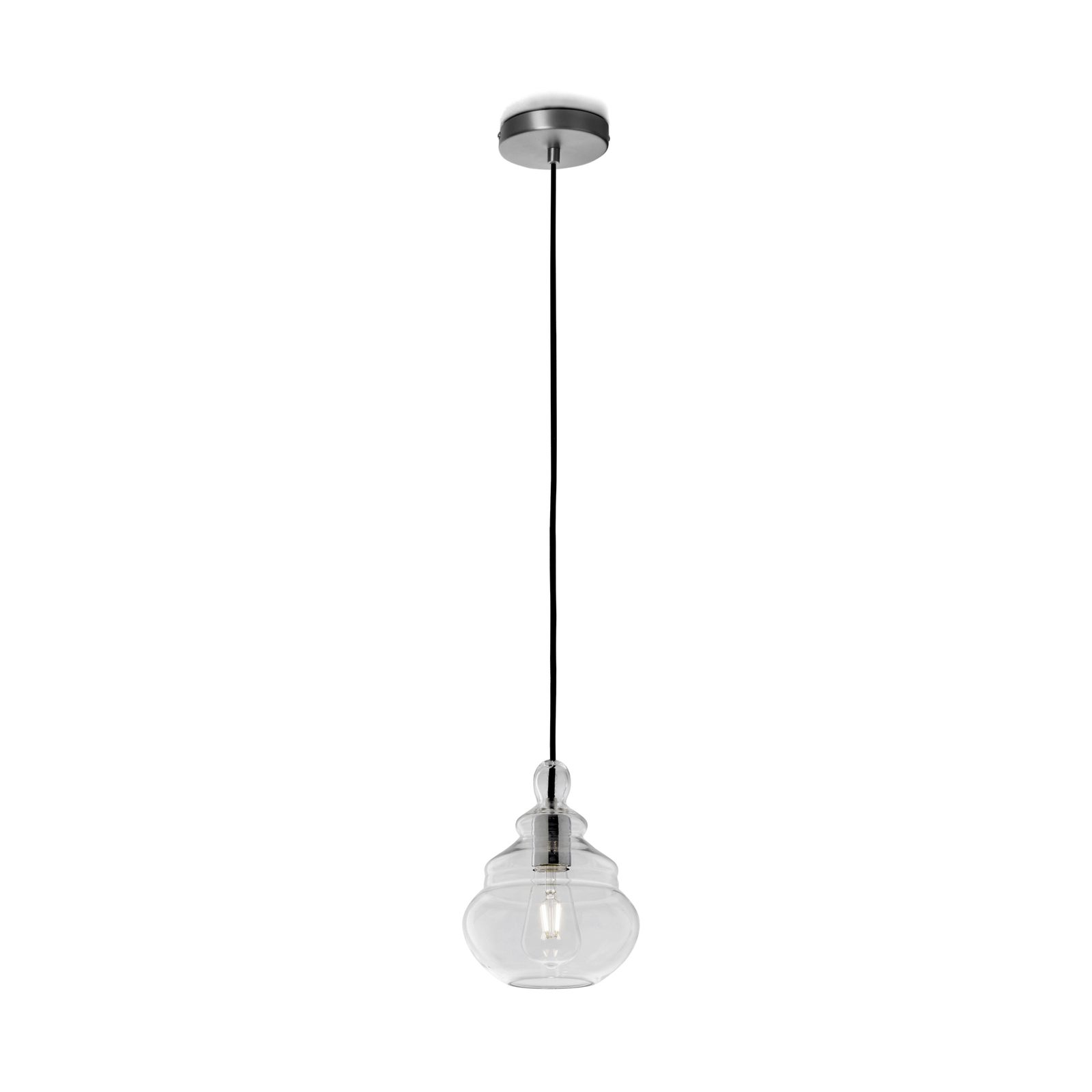 Suspension Adone, transparent, verre, Ø 19 cm, à 1 lampe