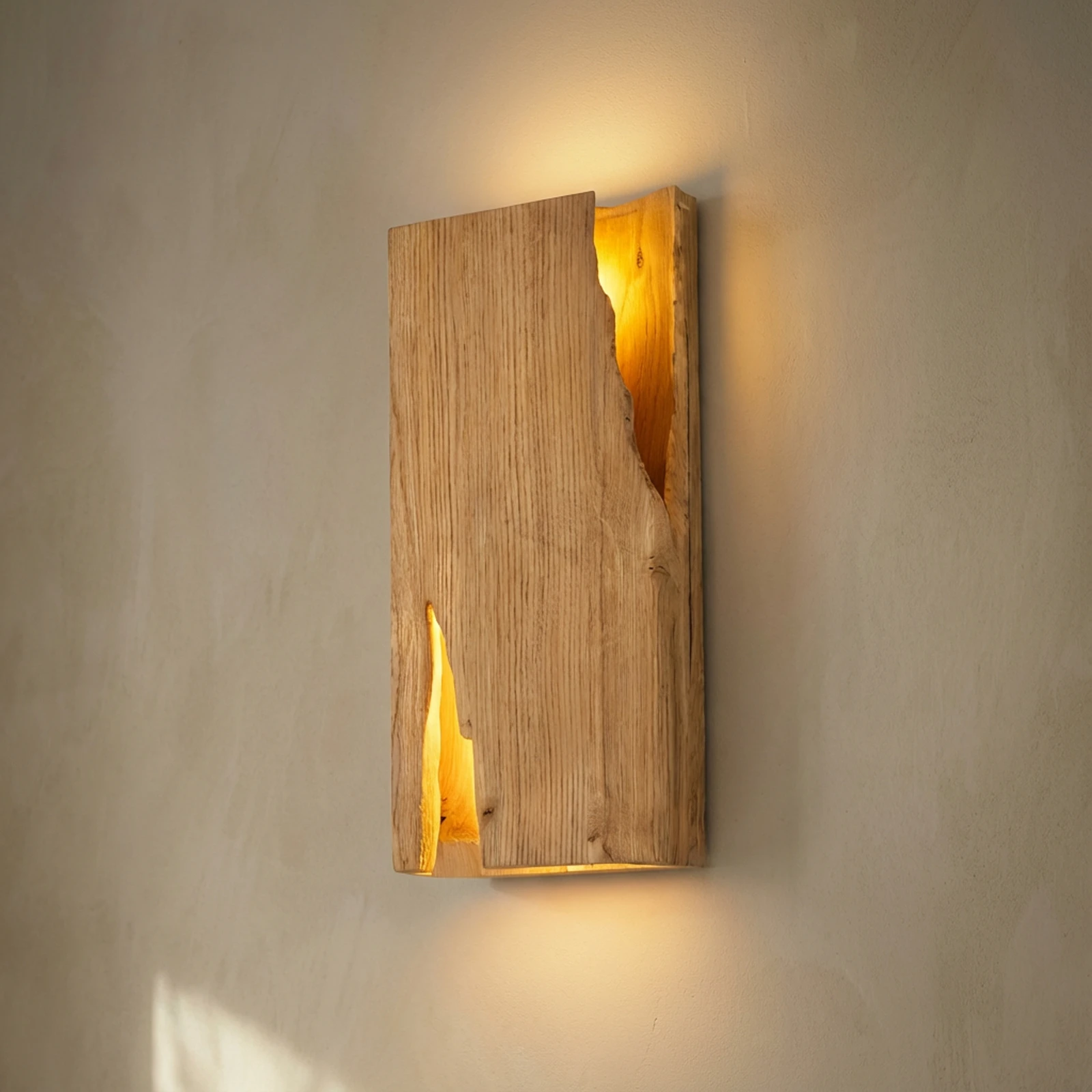 Lucande Tarry wall light, wood, width 45 cm, 2 x E14