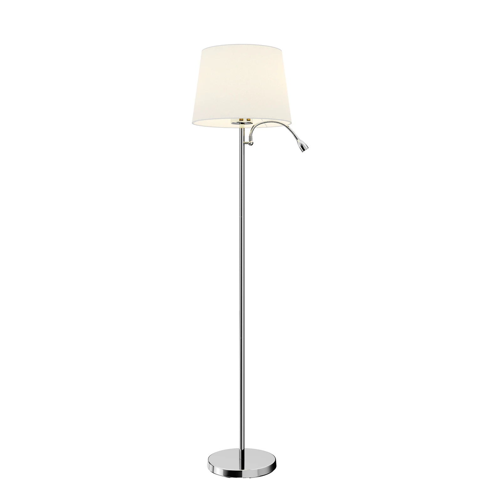 Lindby podna lampa Benjiro, bijela, tekstil, svjetlo za čitanje, 150 cm