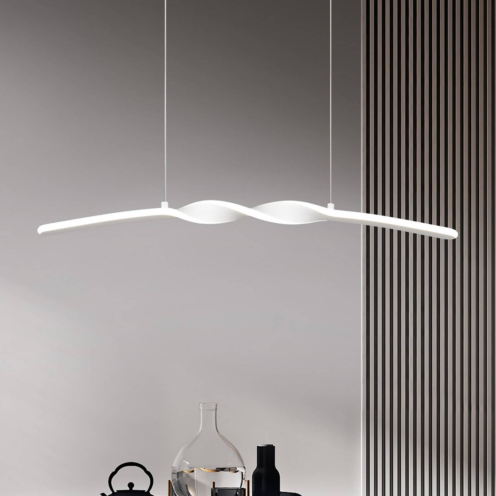 LED-Pendelleuchte Ginko, weiß matt, Metall, Länge 79 cm günstig online kaufen